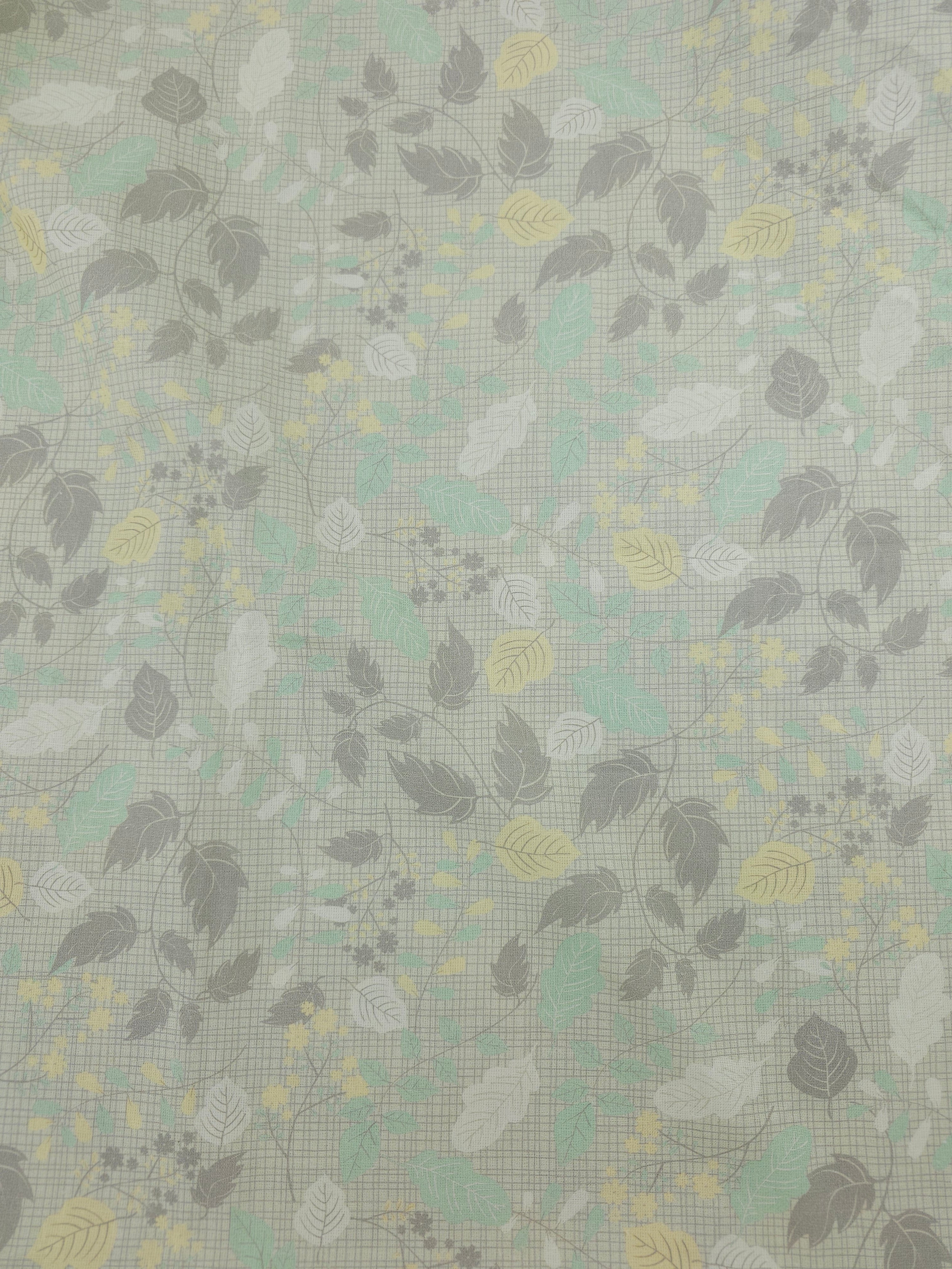 Grey leaf Cotton- 1m piece
