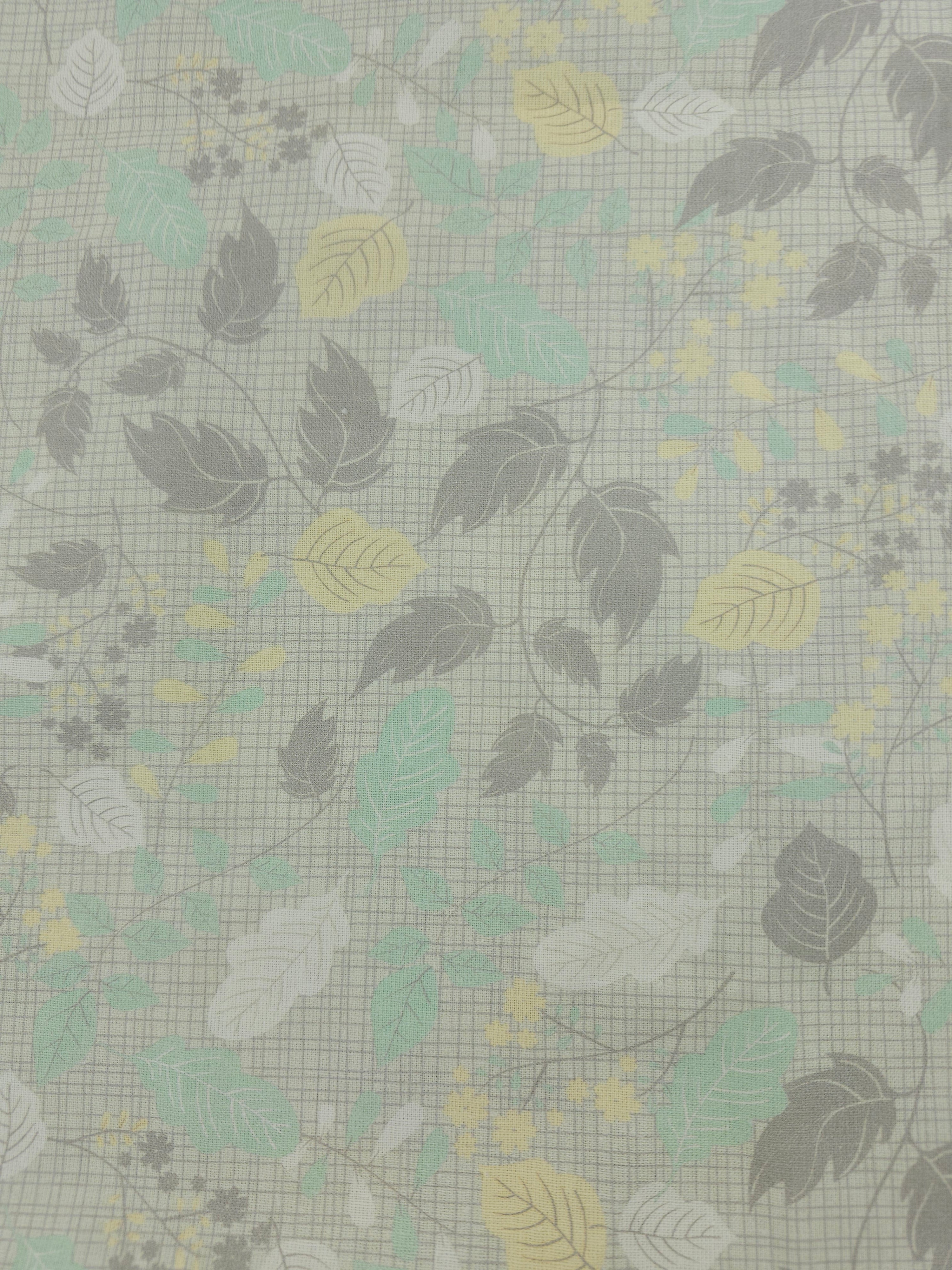Grey leaf Cotton- 1m piece