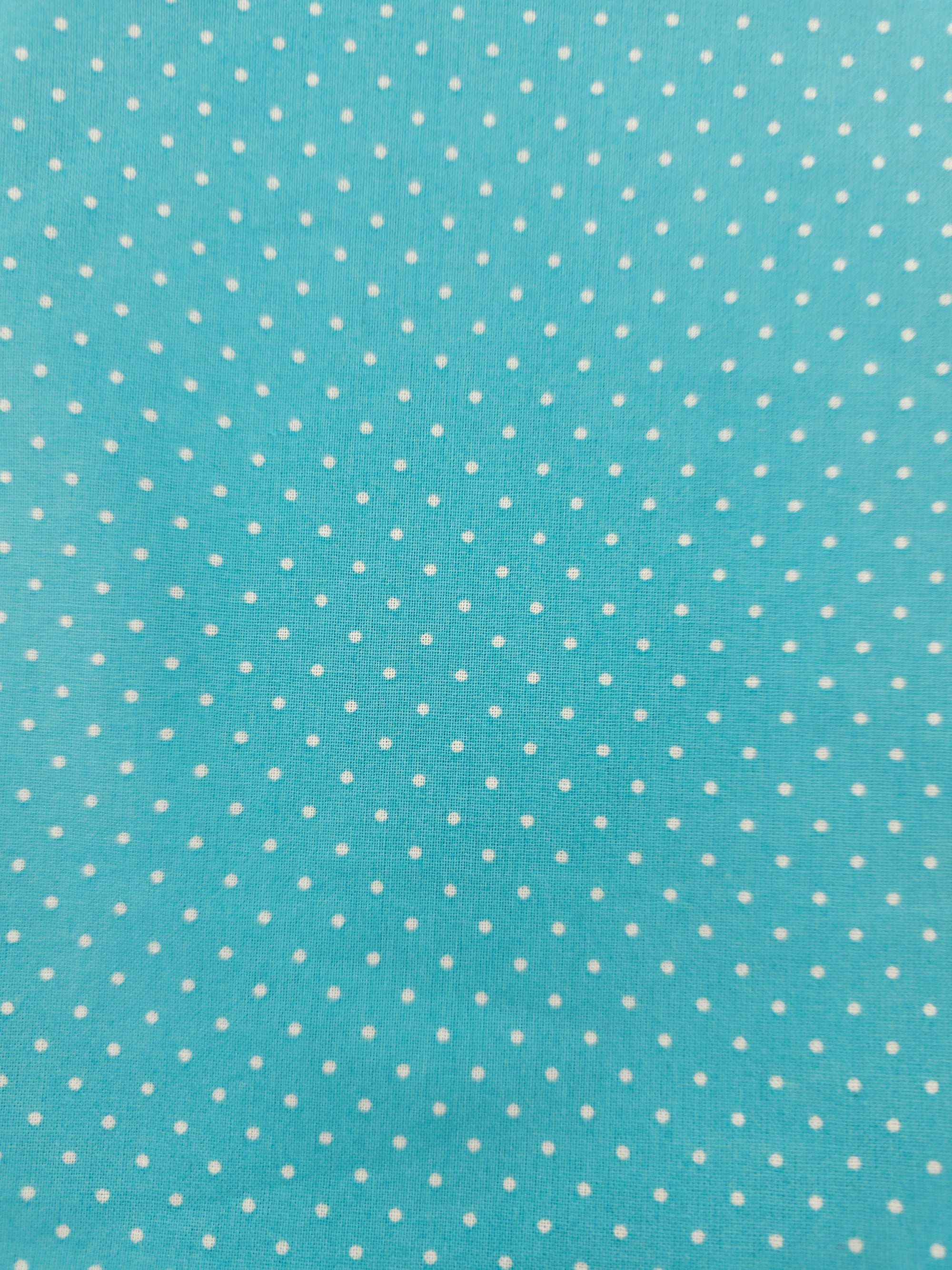 Cyan blue dotted Cotton- 1m piece