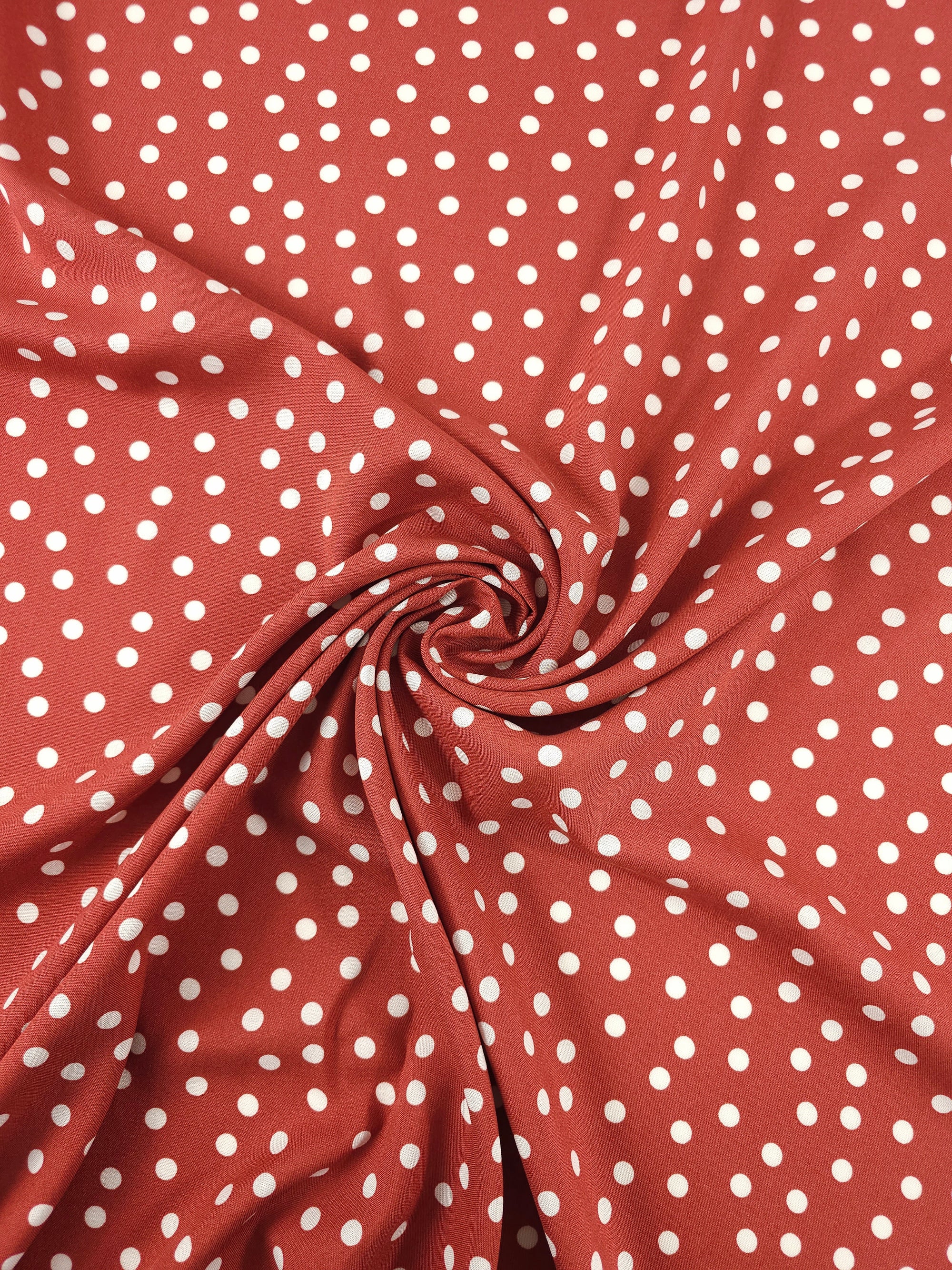 Brick Mini Polka Dot Viscose Challis