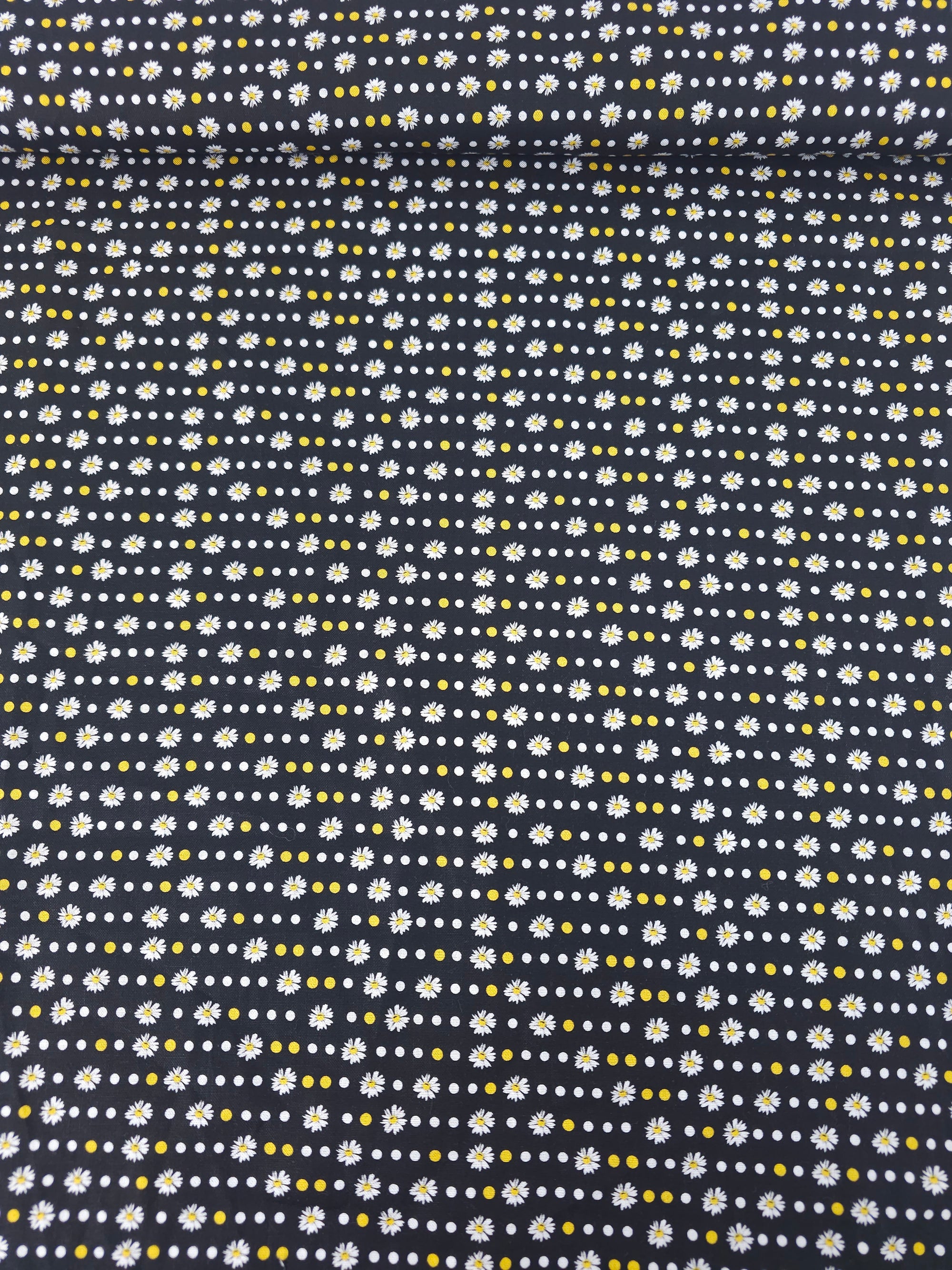 Black Ultra Mini Daisy Polka 100% Cotton