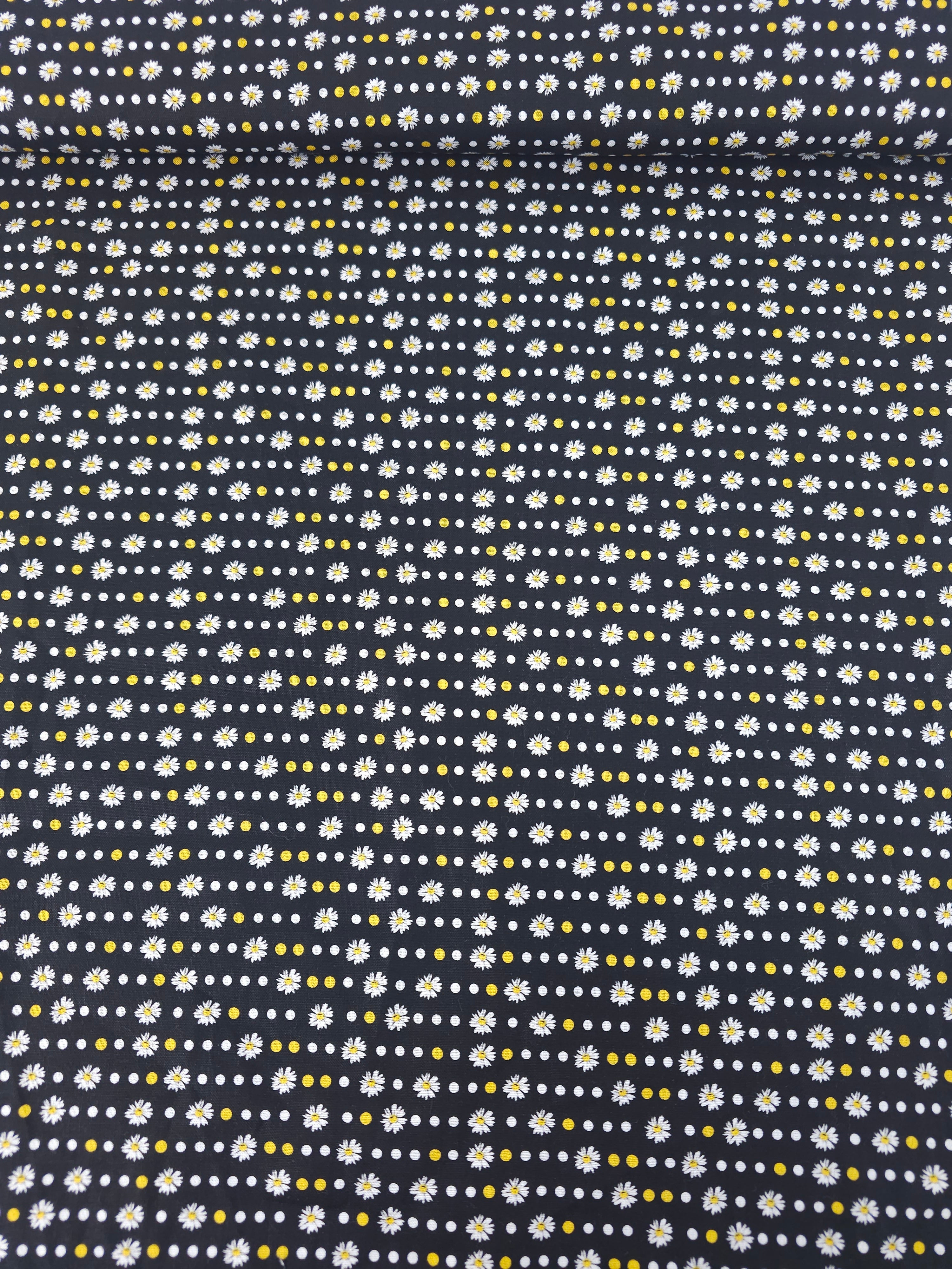 Black Ultra Mini Daisy Polka 100% Cotton