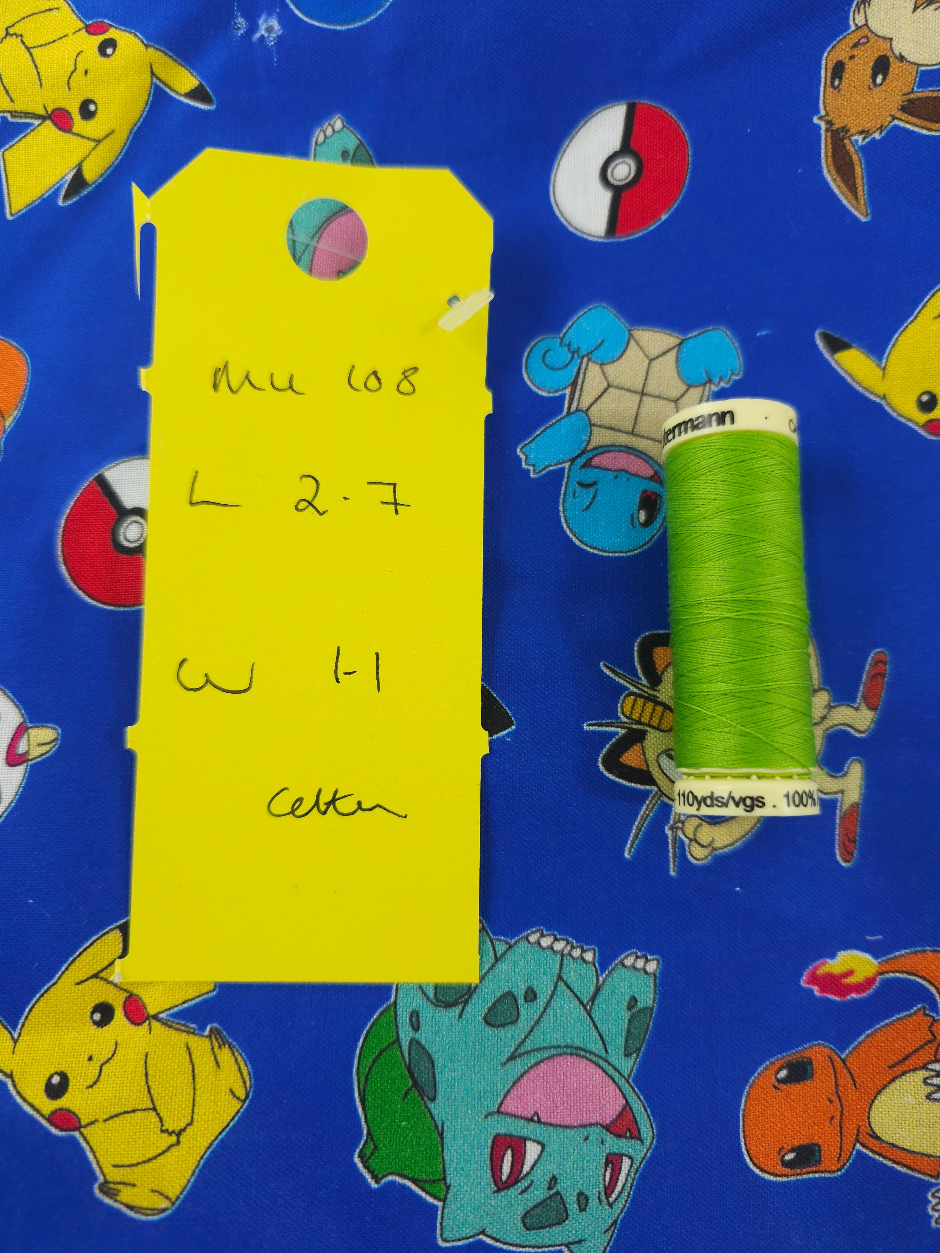 Blue Pokemon Cotton- 2.7m piece