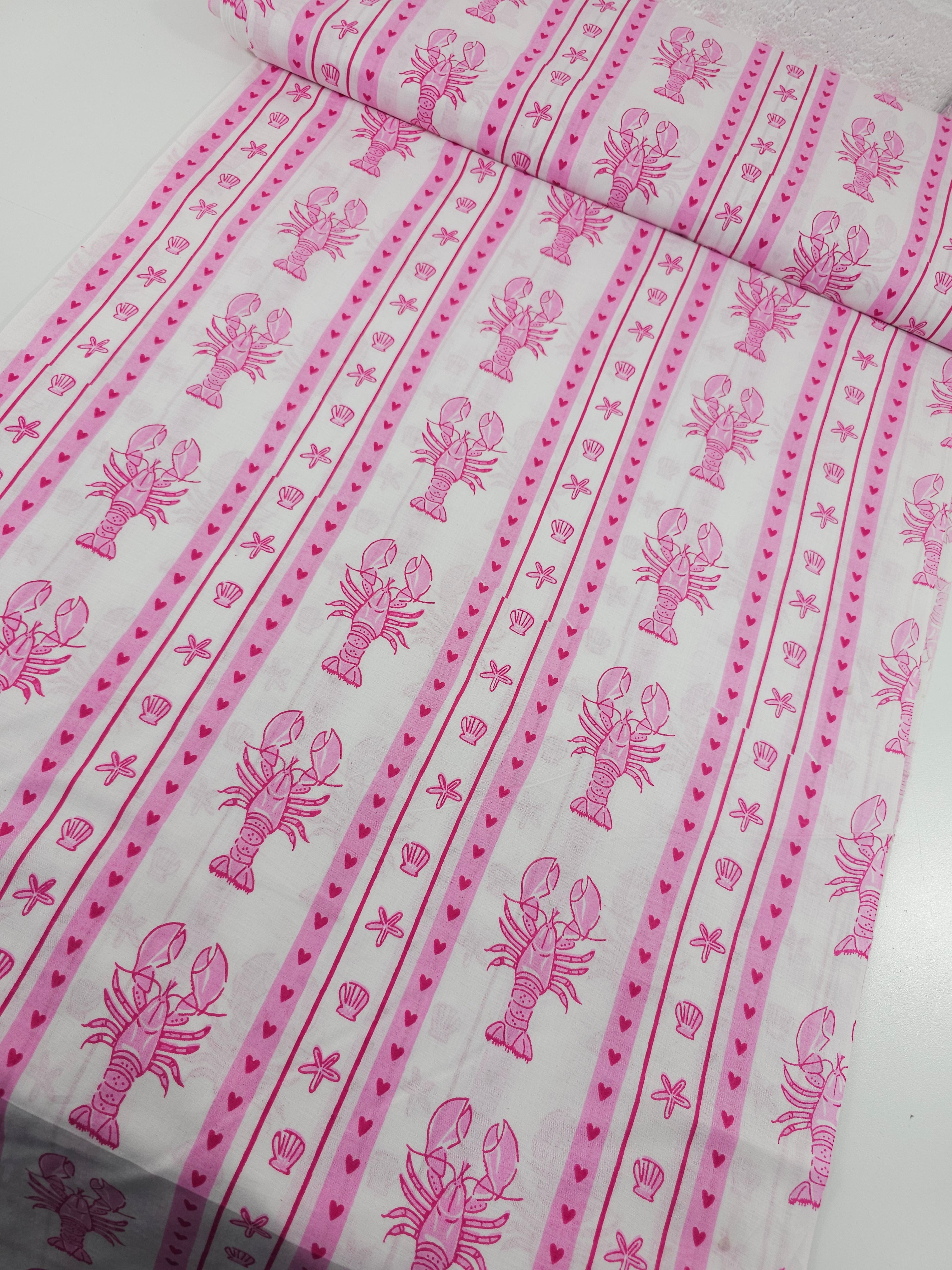 Pink Lobster Shell Stripe Cambric Cotton