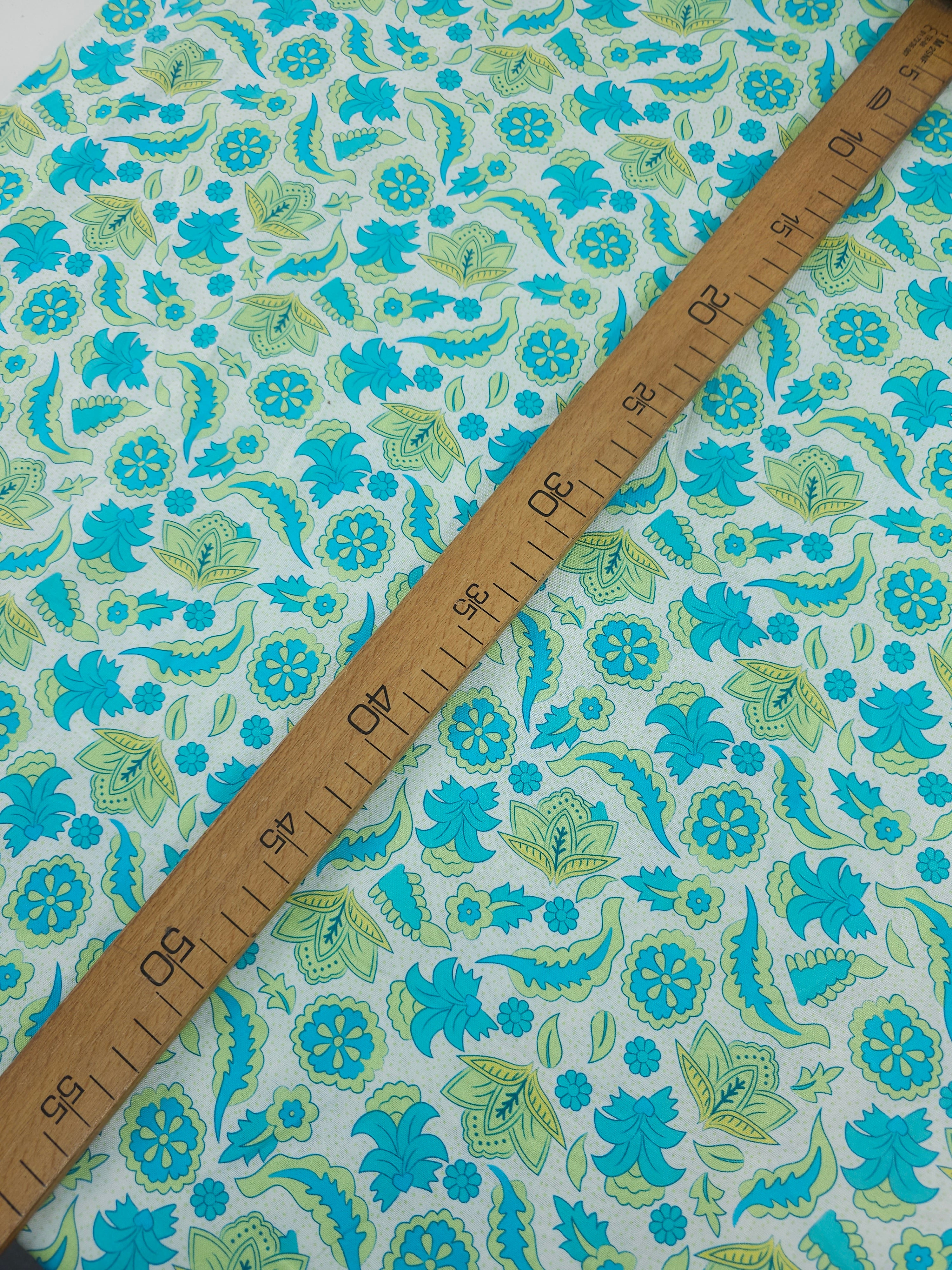 Blue/Lime Fantasy Floral 100% Cotton