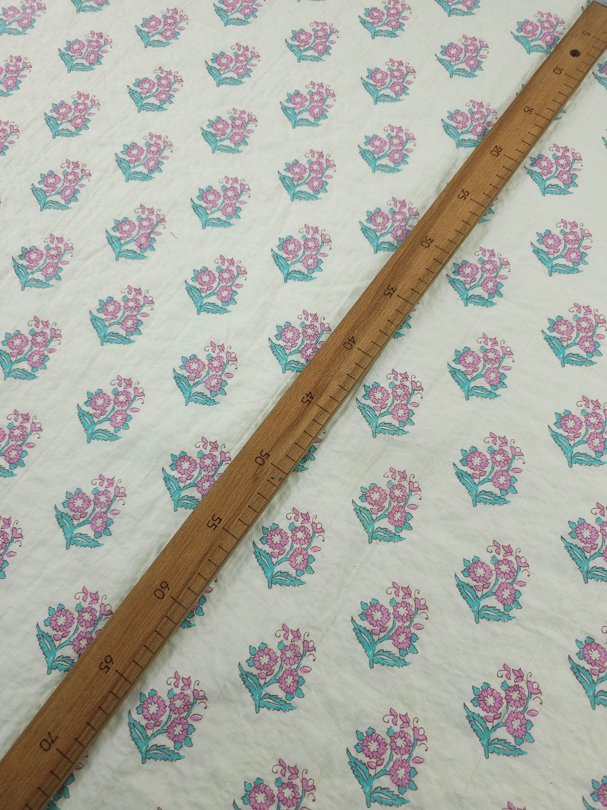 Pink/Ivory Motif Floral Cotton SeerSucker