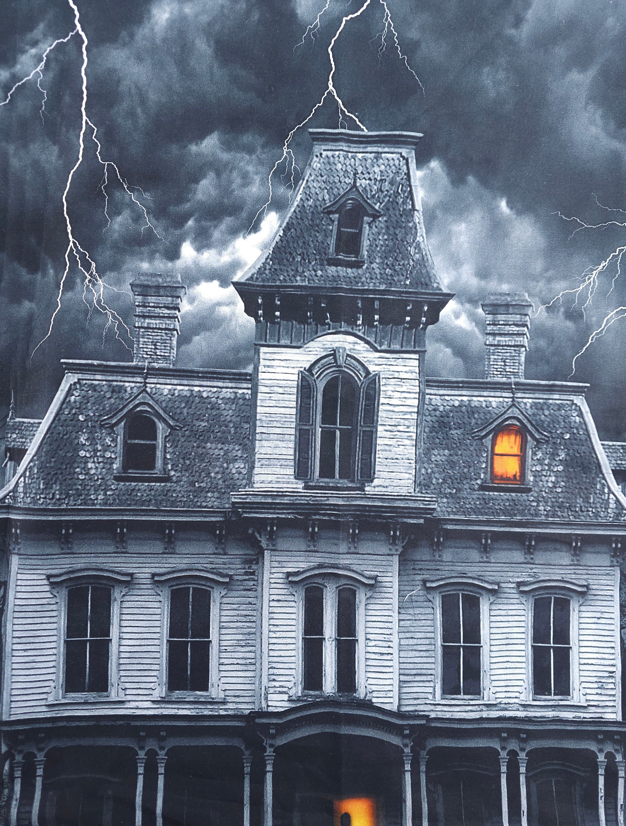 Wicked Grey Haunted House Cotton - 3.4m Piece