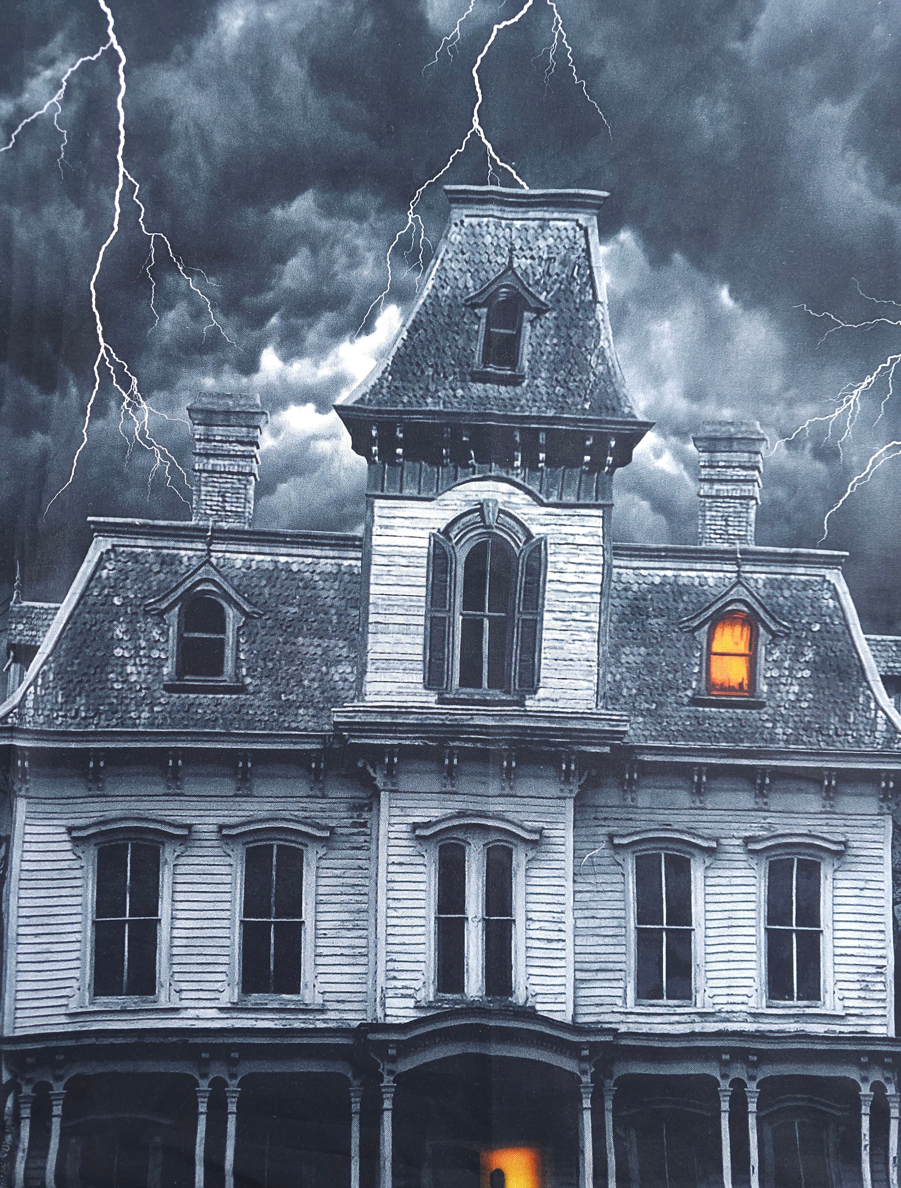 Wicked Grey Haunted House Cotton - 3.4m Piece