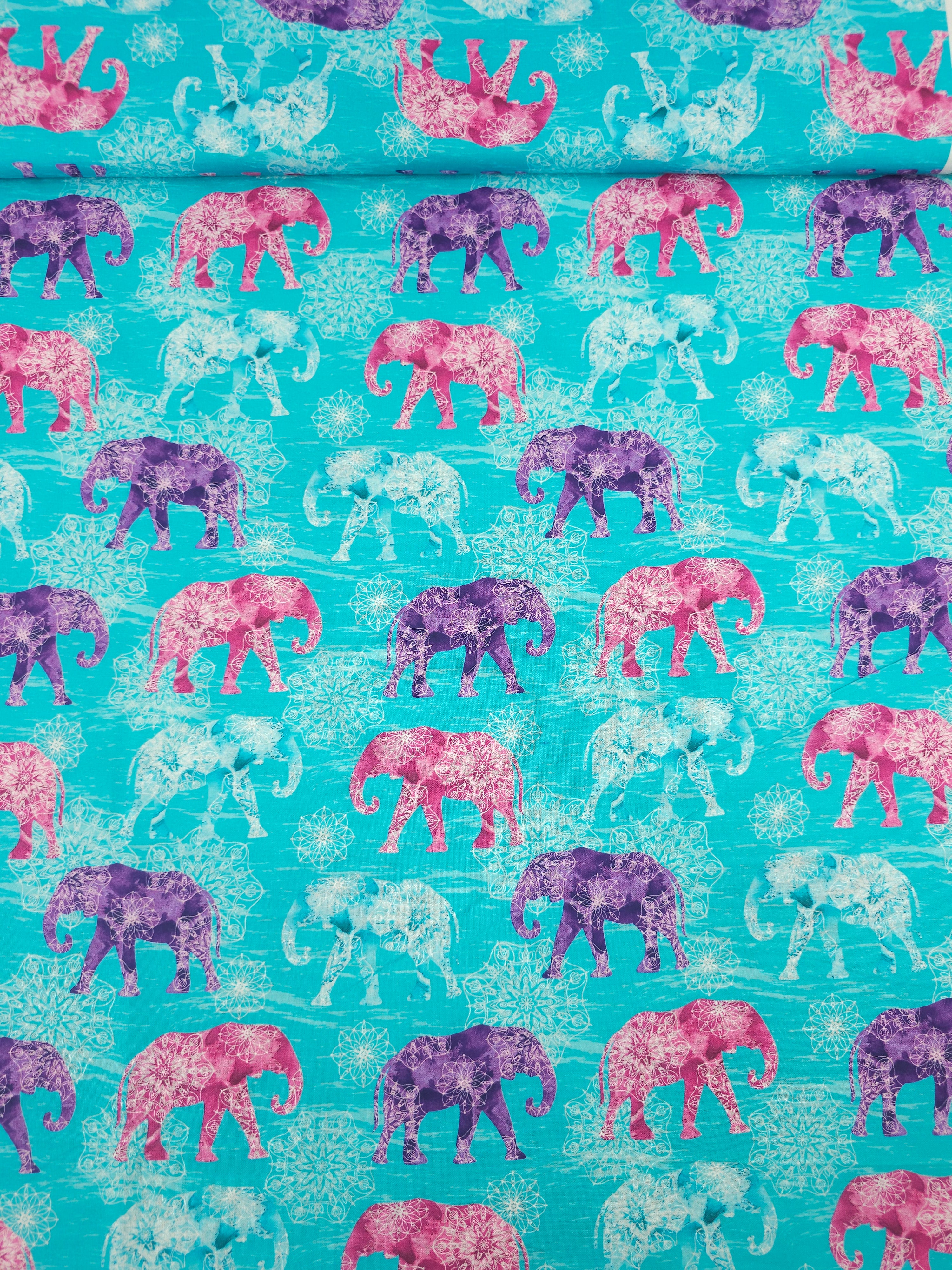 Turquoise Mandala Elephant Festival 100% Cotton - Sarah Payne