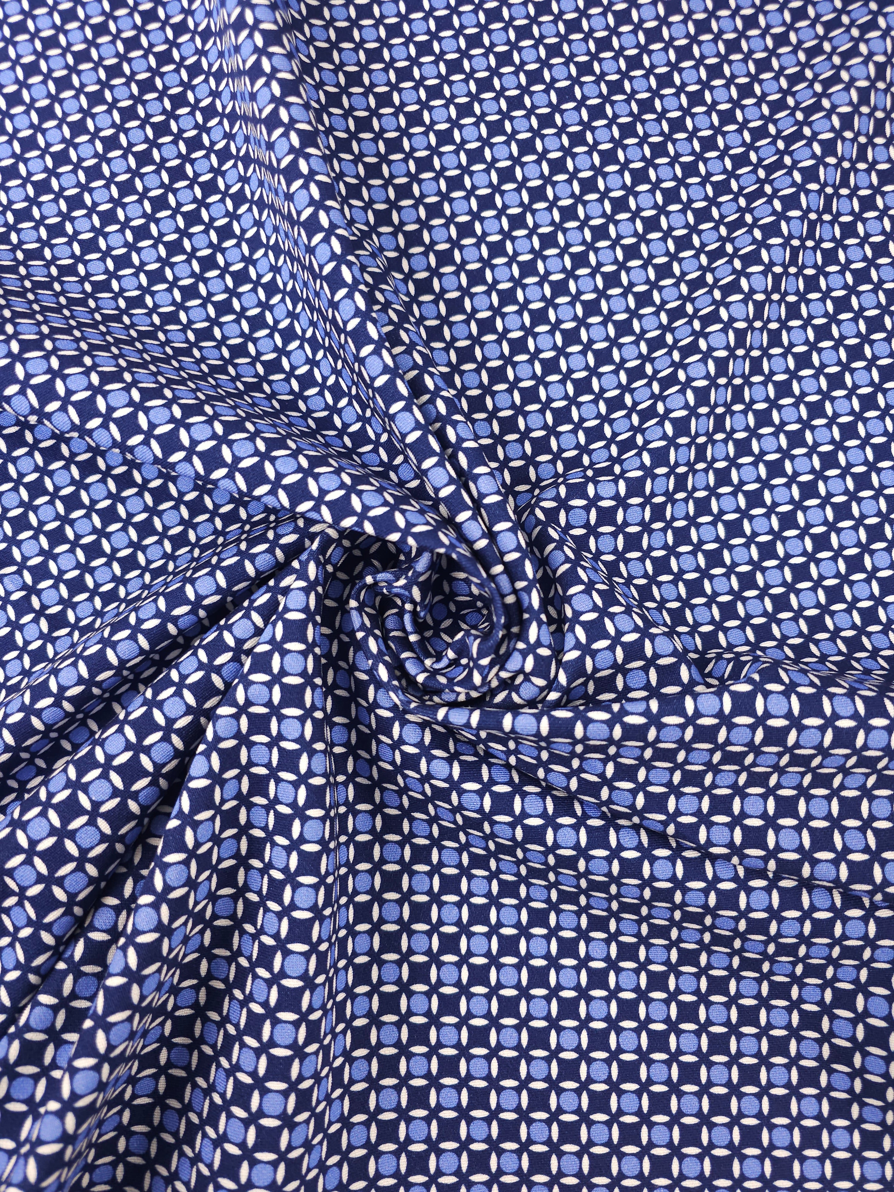 Lavender Blue/Navy Abstract Circle Brushed Cotton Twill