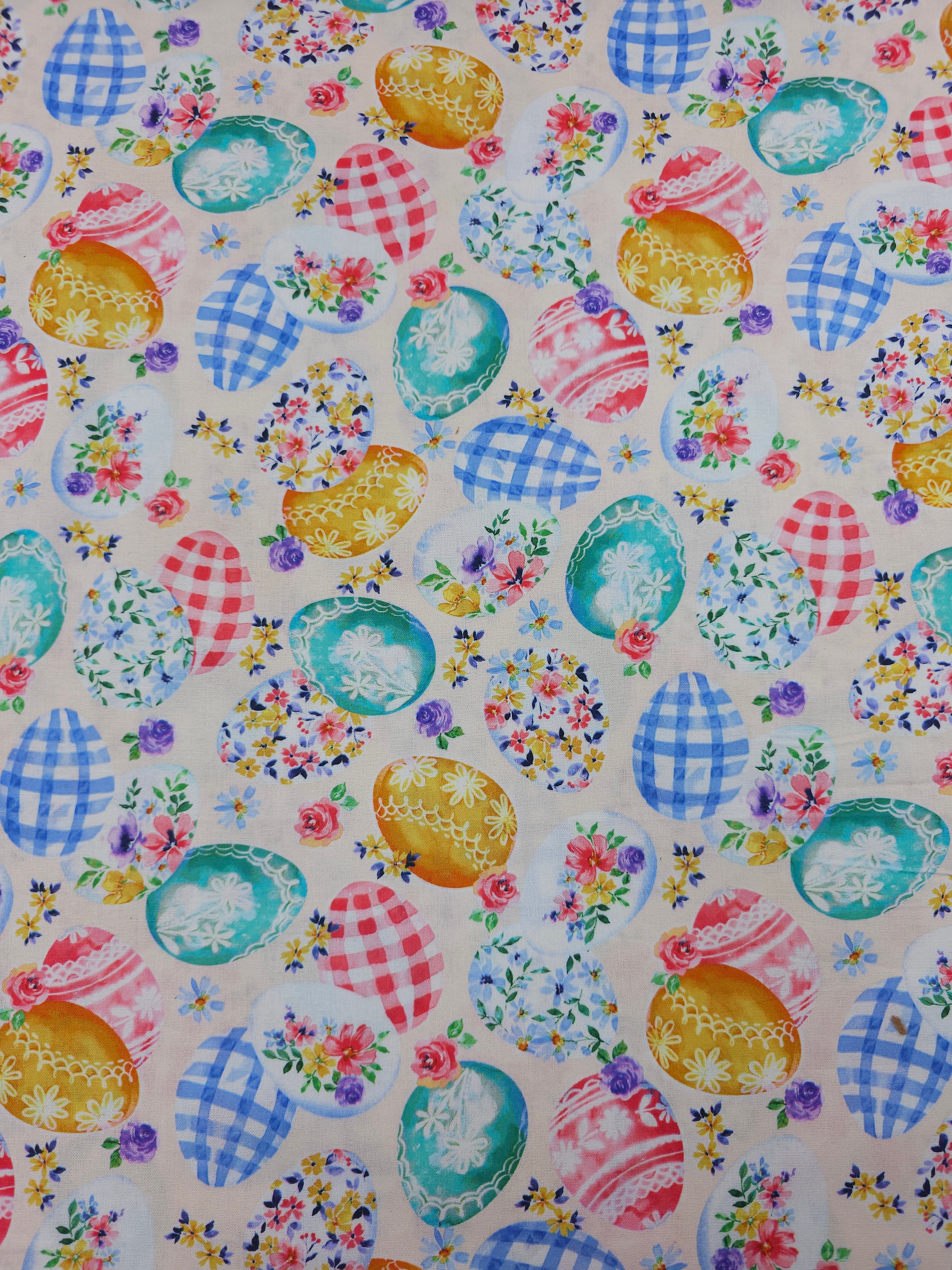 Retro Floral Easter Egg 100% Cotton