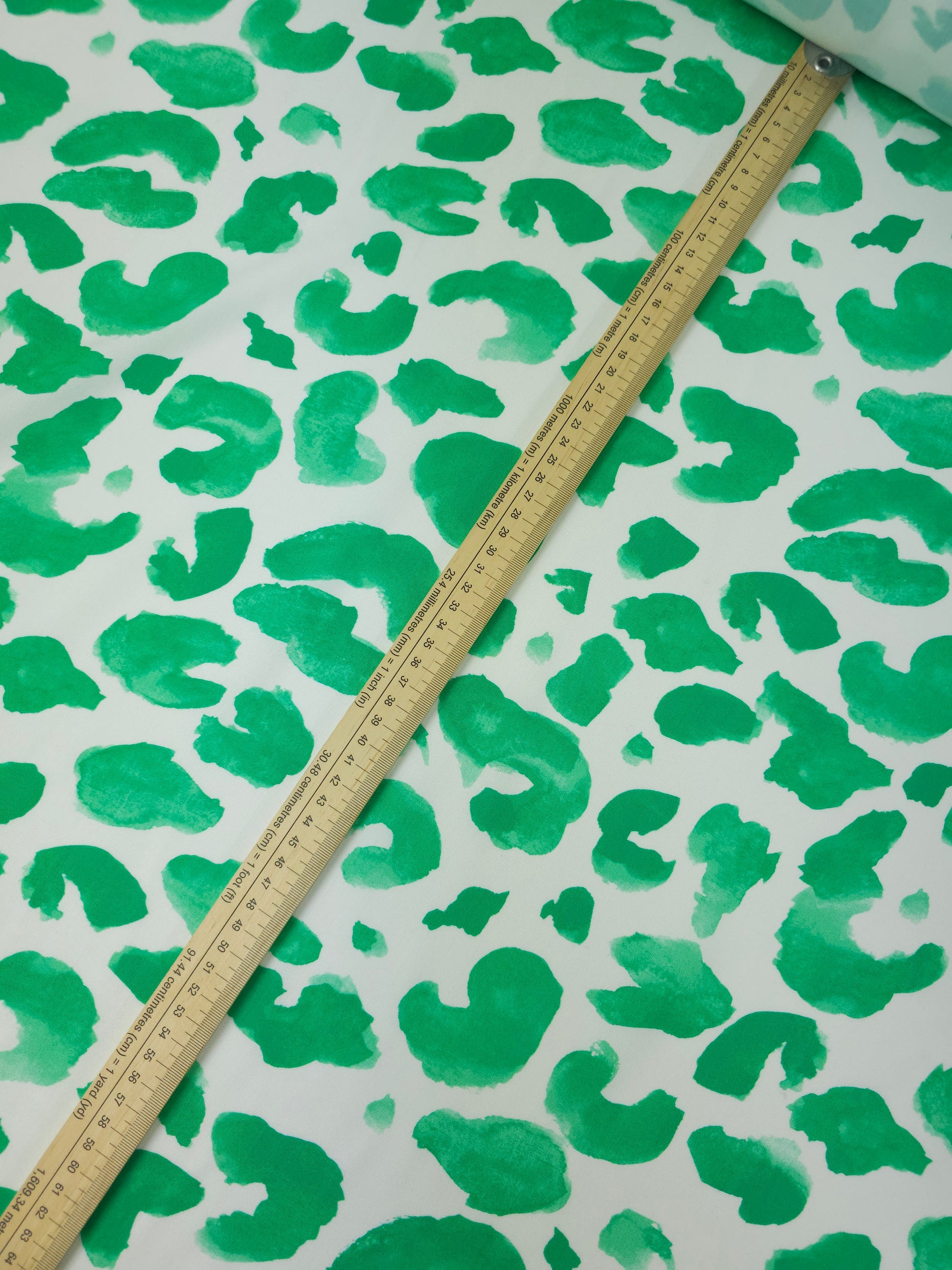 Green/White Leopard Viscose Challis