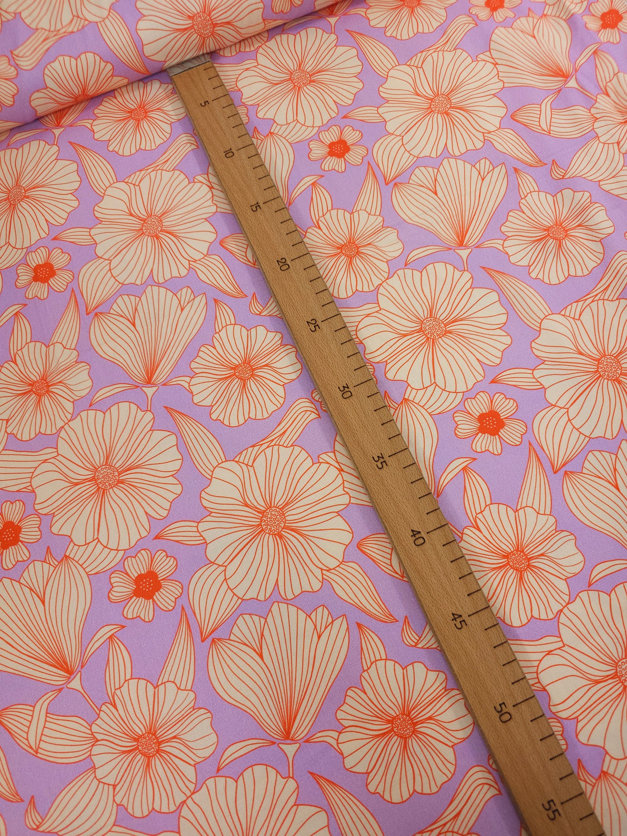 Lilac/Cream Line Floral Cotton Viscose *THE CRAFTY PIE*
