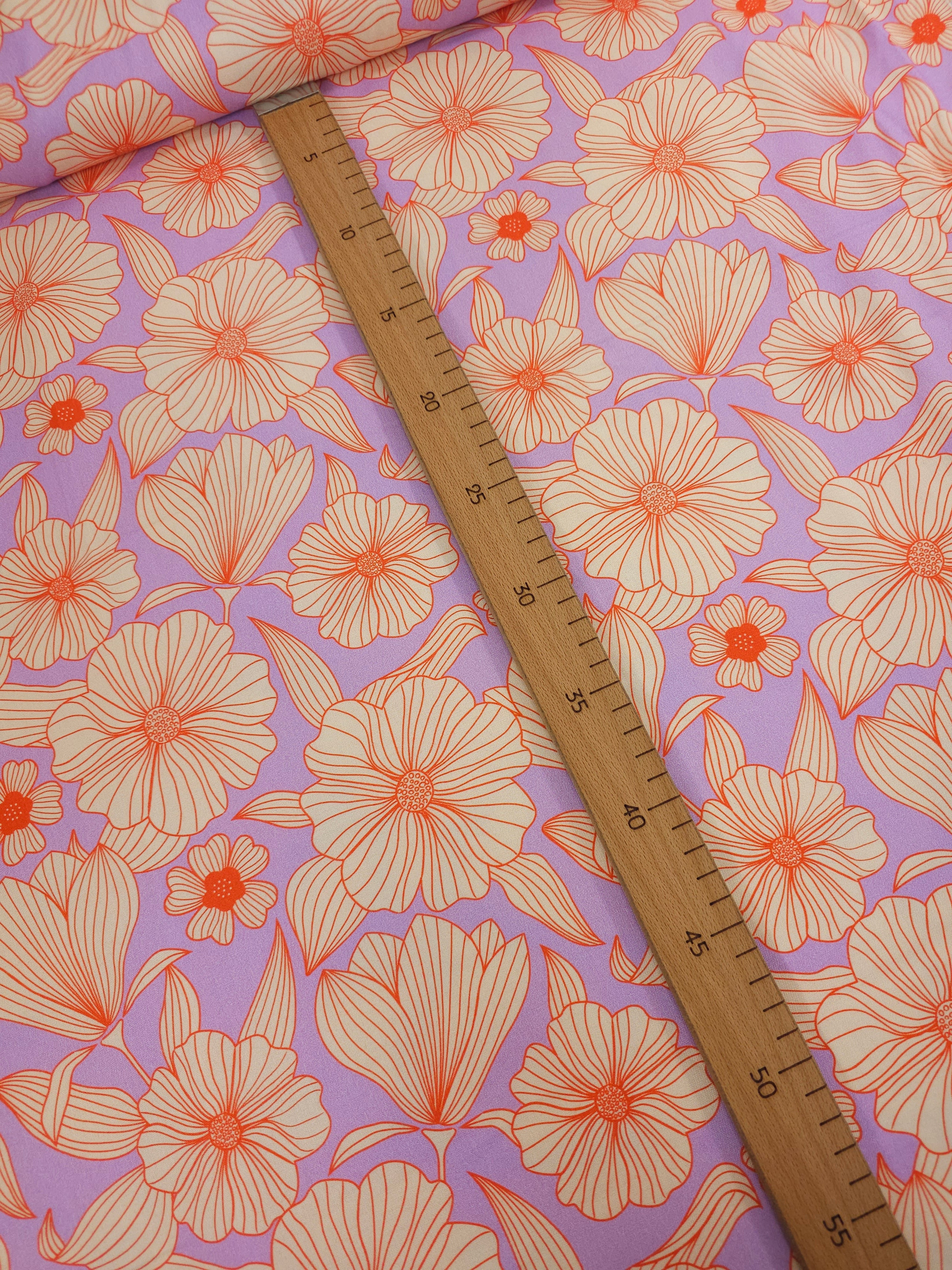 Lilac/Cream Line Floral Cotton Viscose *THE CRAFTY PIE*