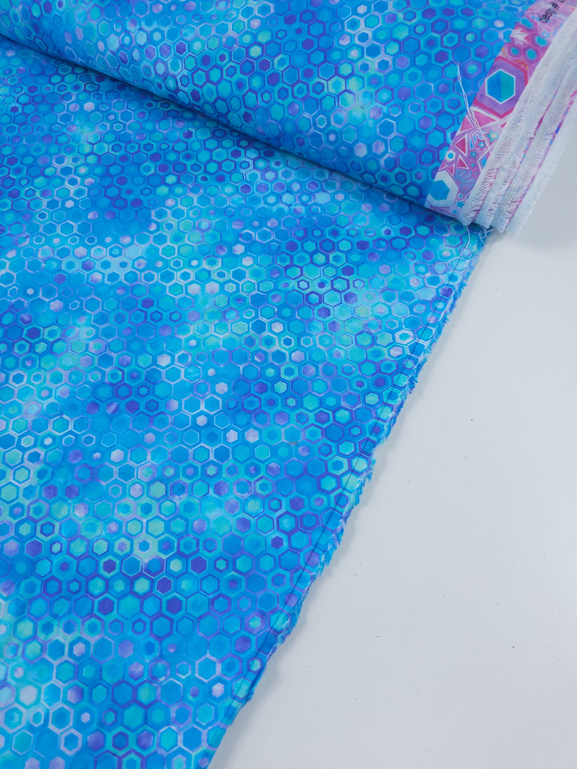 Light Blue/Purple Hexagon Phantasma 100% Cotton - Robert Kaufman