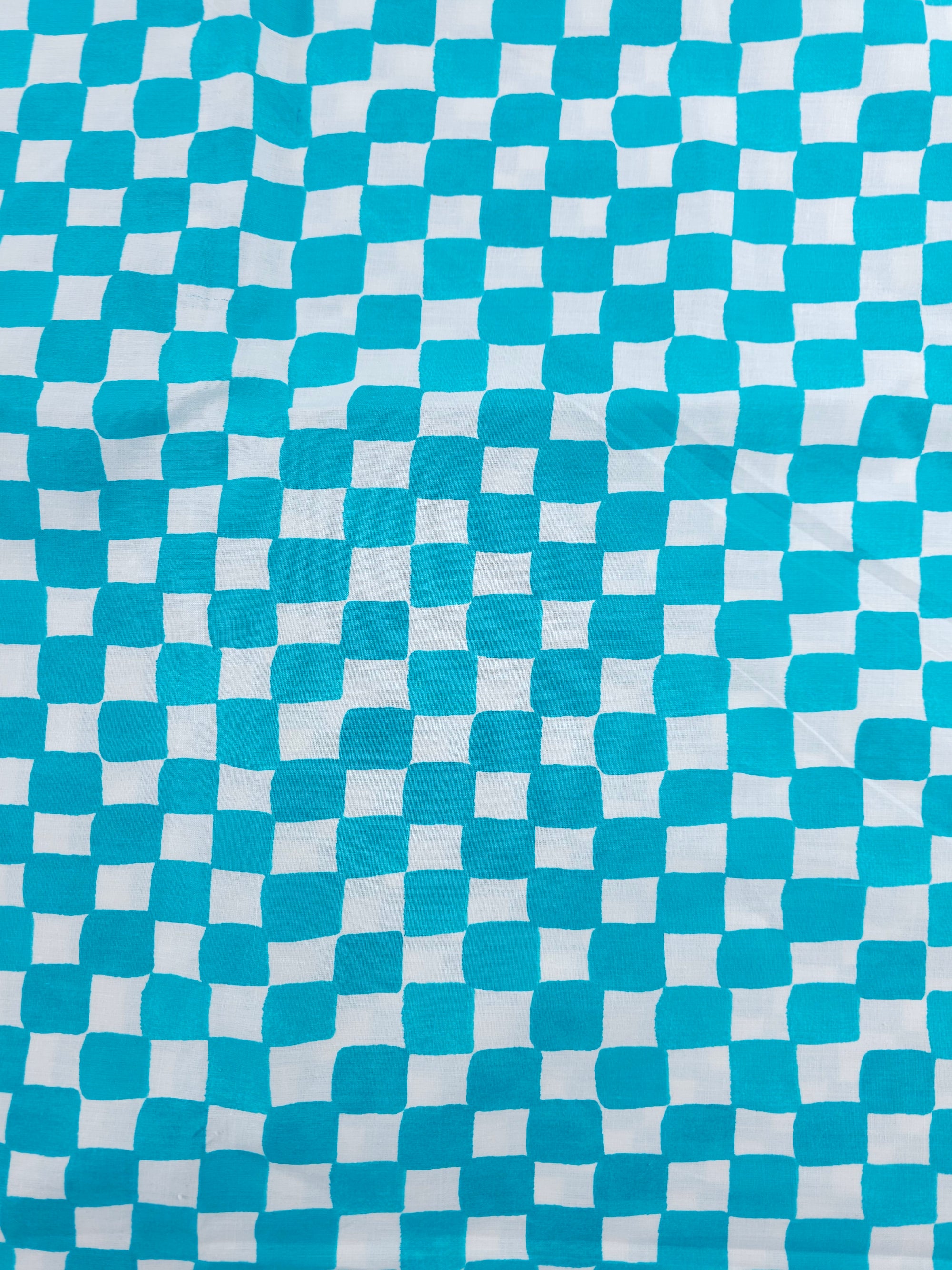 Blue & White Checkered Cotton - 2m Piece