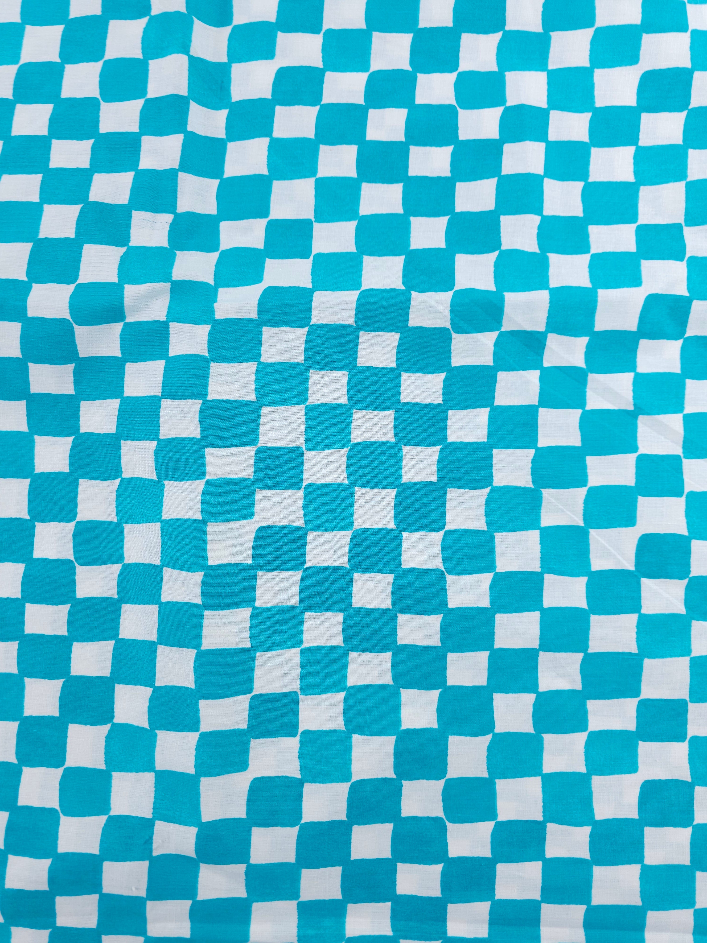 Blue & White Checkered Cotton - 2m Piece