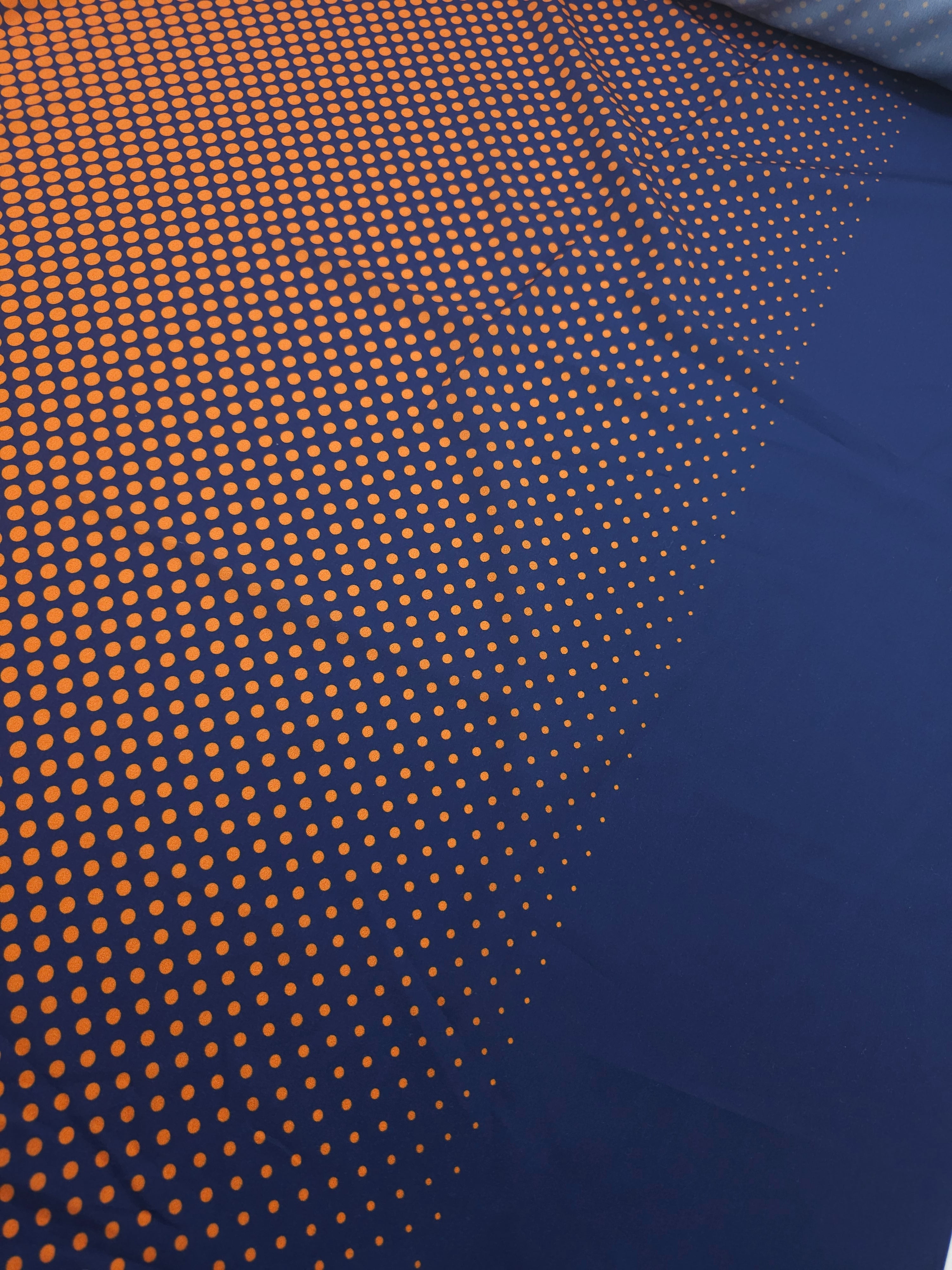 Navy/Orange Dotty Trance Poly Crepe