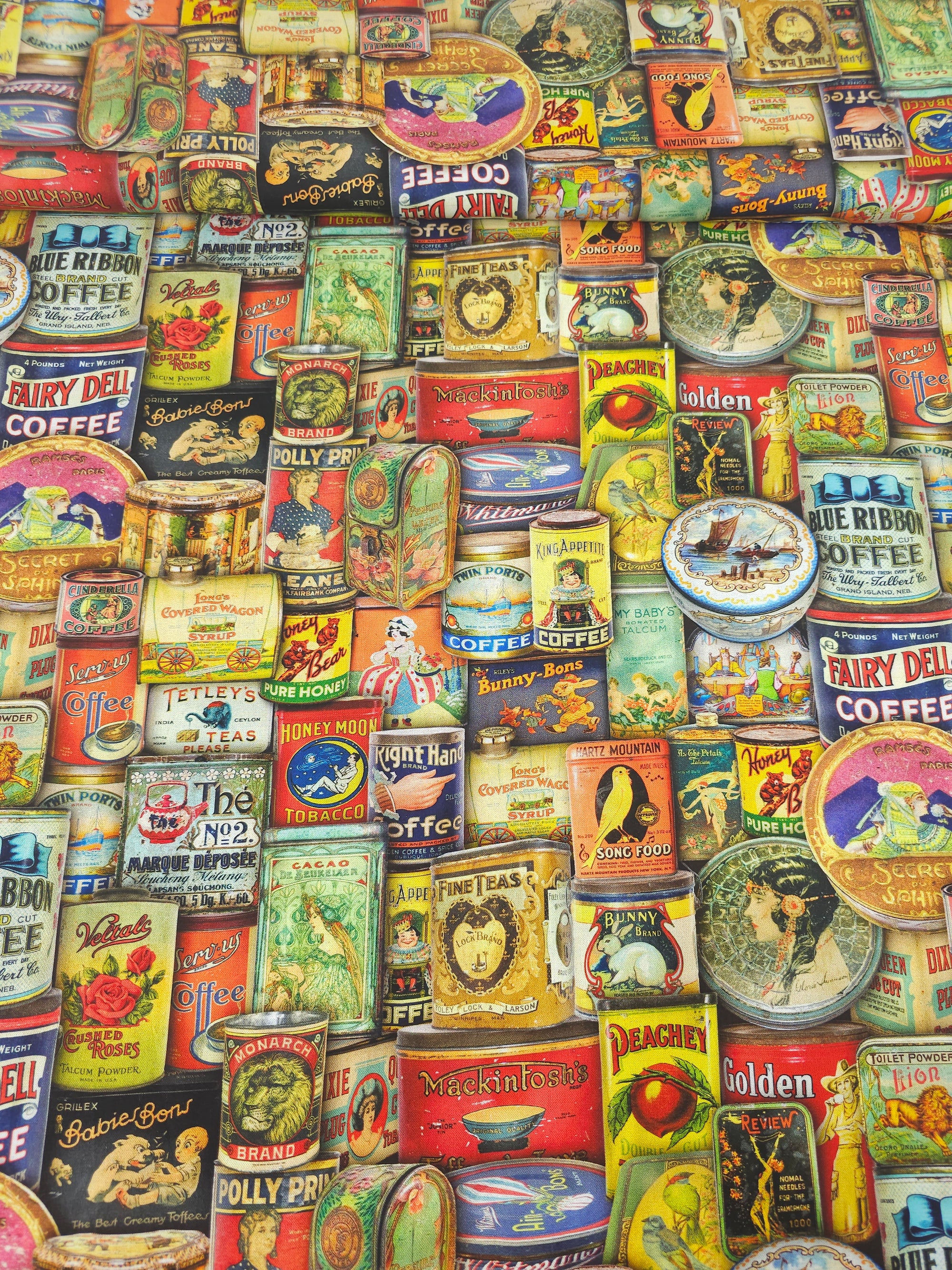 Retro/Vintage Food Cans 100% Cotton - Robert Kaufman