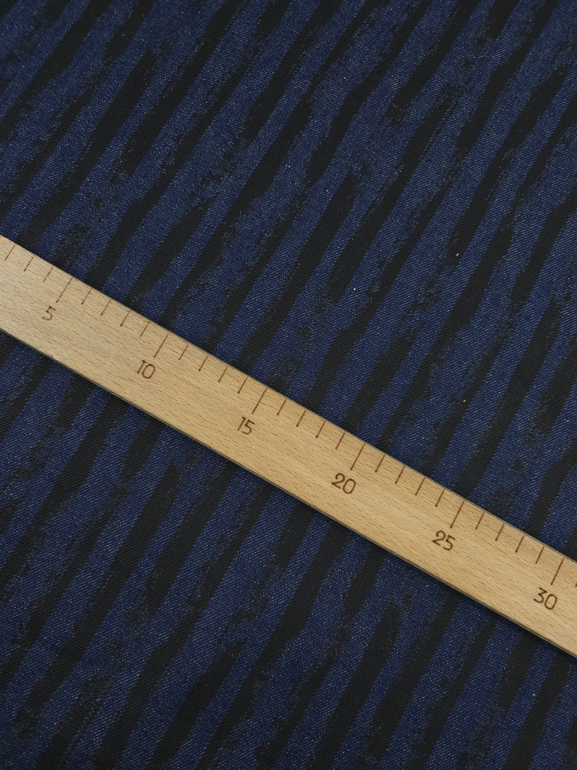 Indigo Navy/Black Irregular Stripe Denim