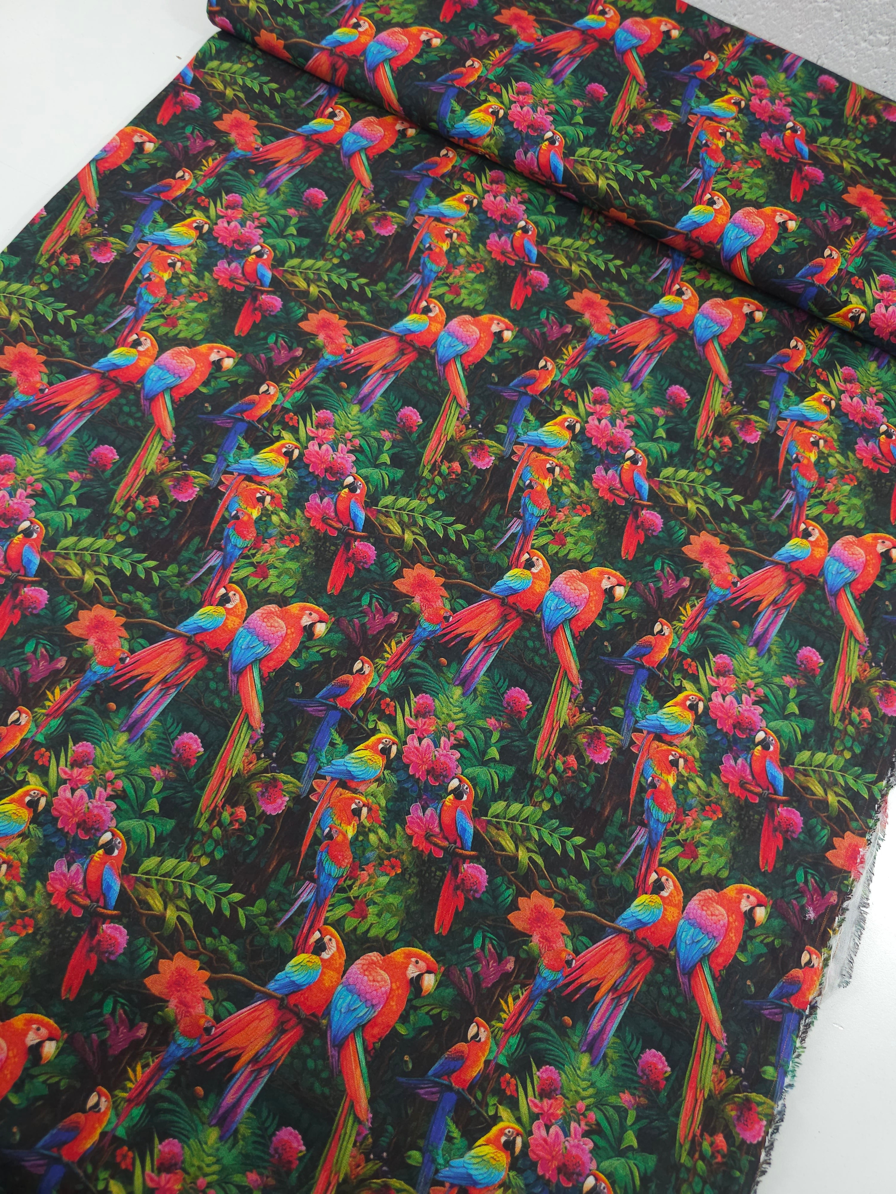 Exotic Floral Parrot Forest 100% Cotton