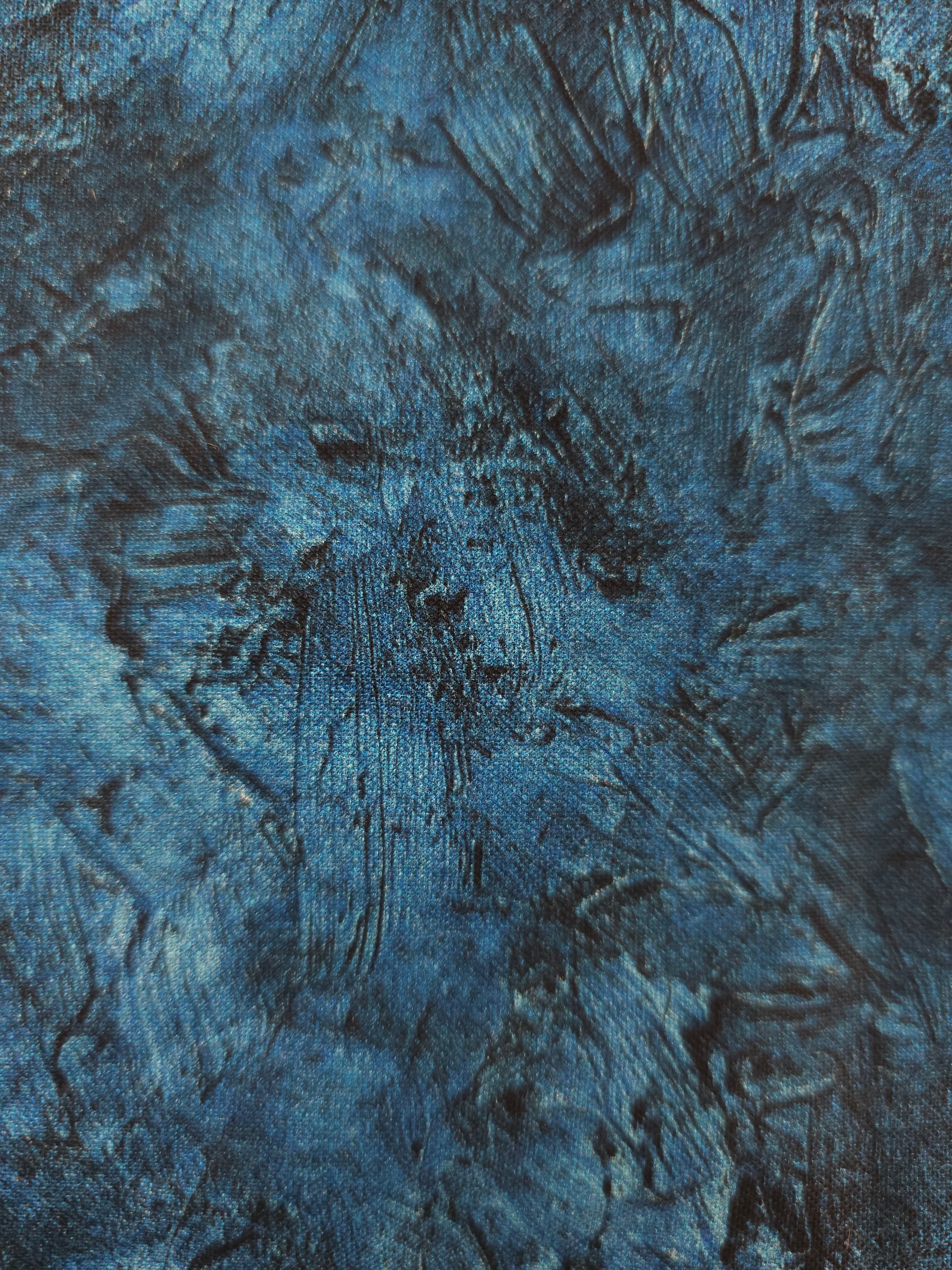 Blue oil paint Cotton- 1.5m piece