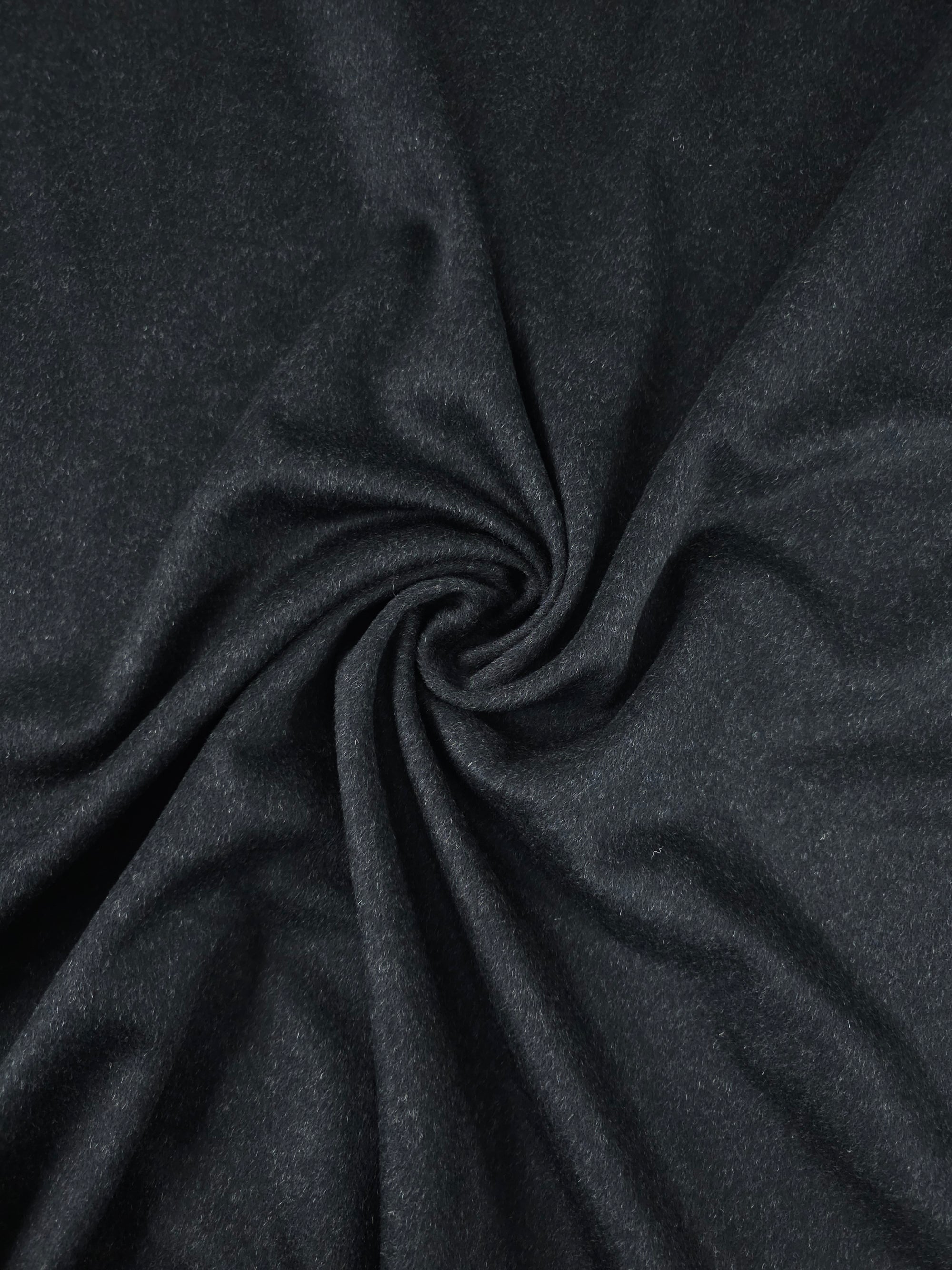 Charcoal Black Brushed Cashmere 100% Wool *ABRAHAM MOON*