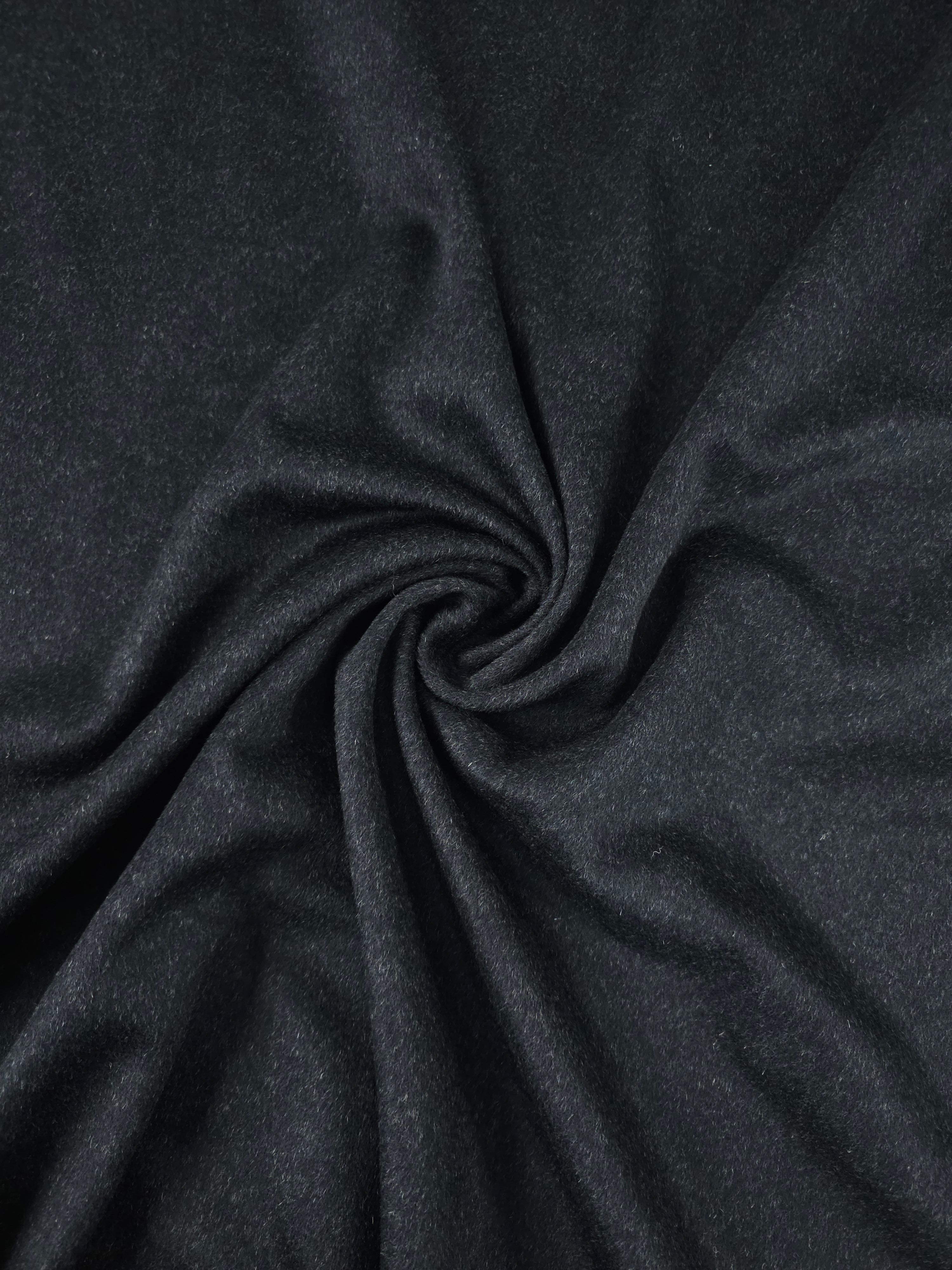 Charcoal Black Brushed Cashmere 100% Wool *ABRAHAM MOON*