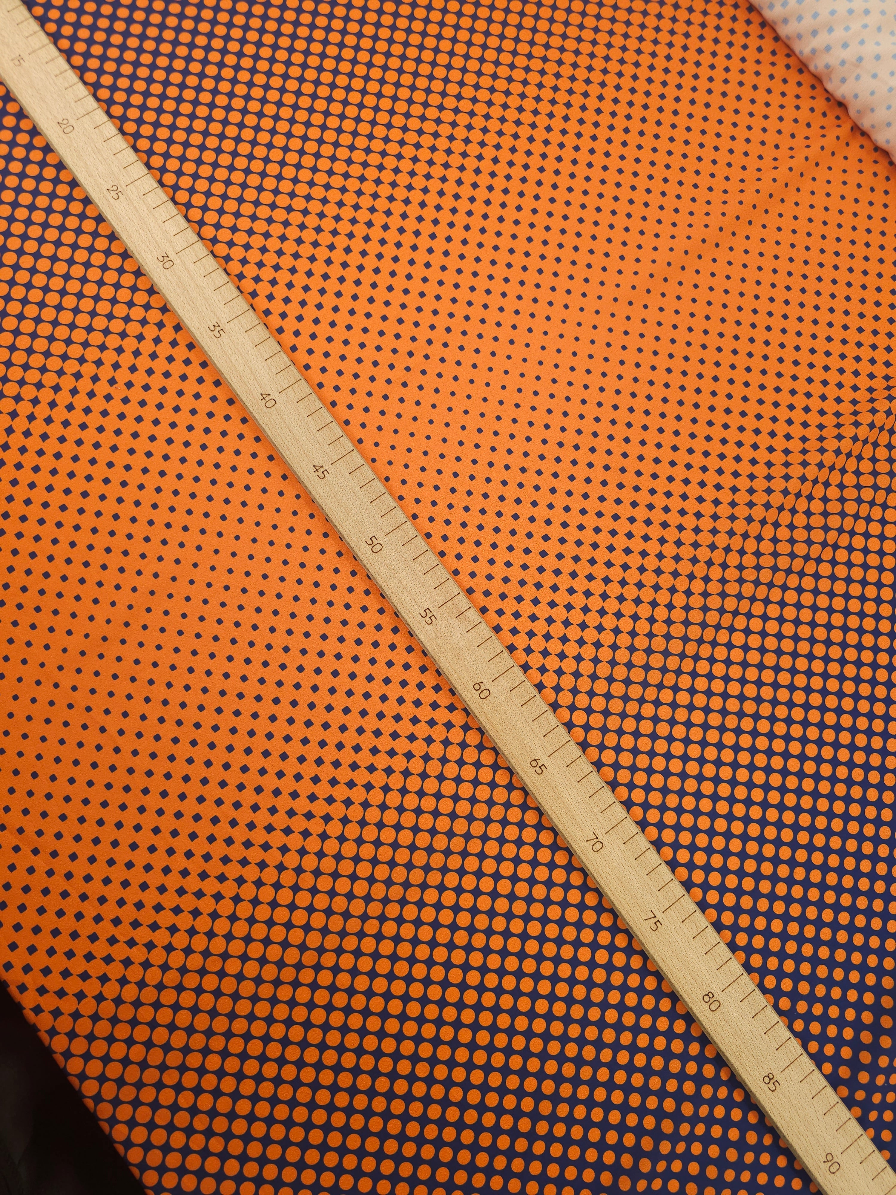 Navy/Orange Dotty Trance Poly Crepe