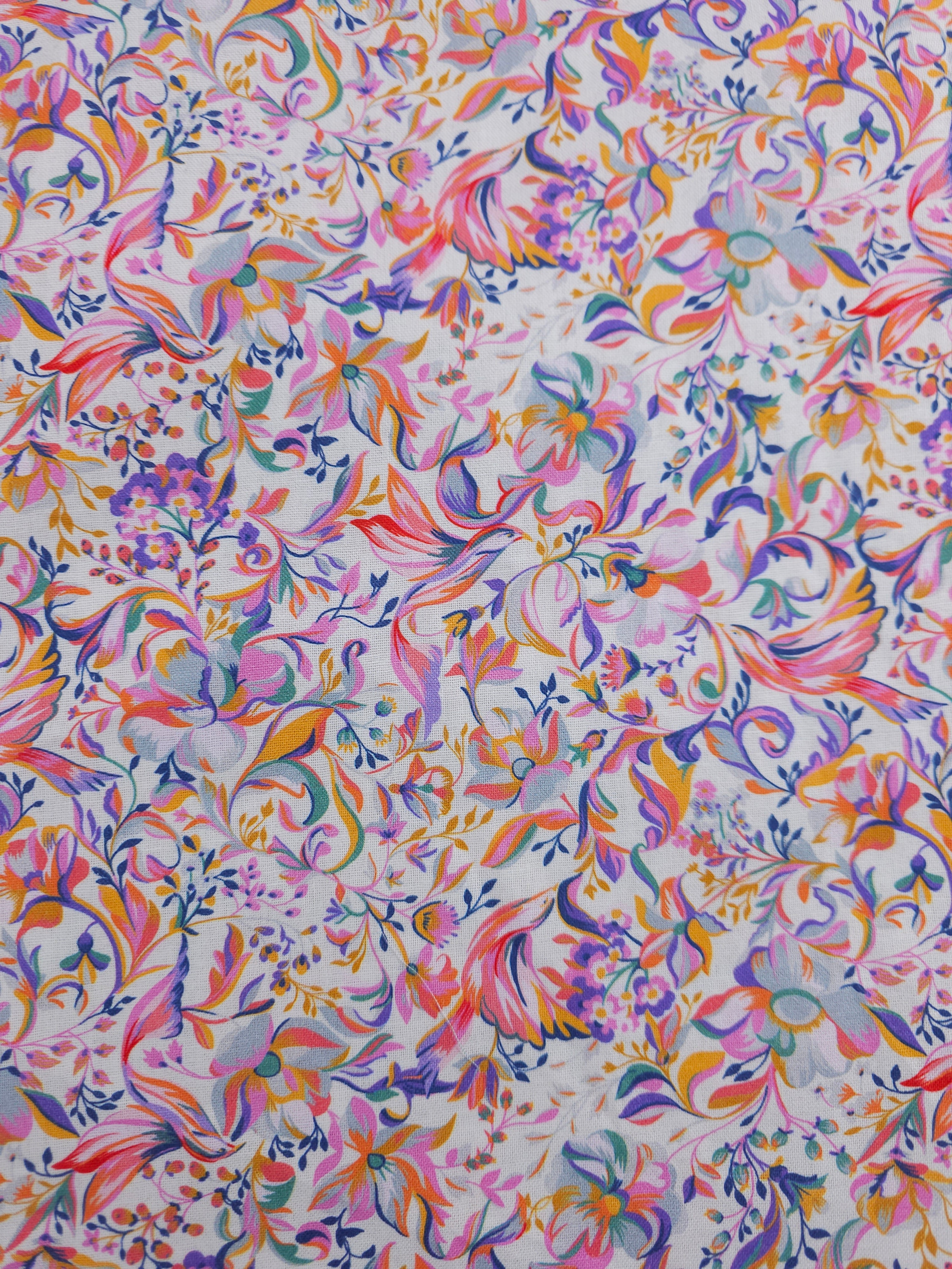 Water Floral Swirl Cotton - (Various Sizes)