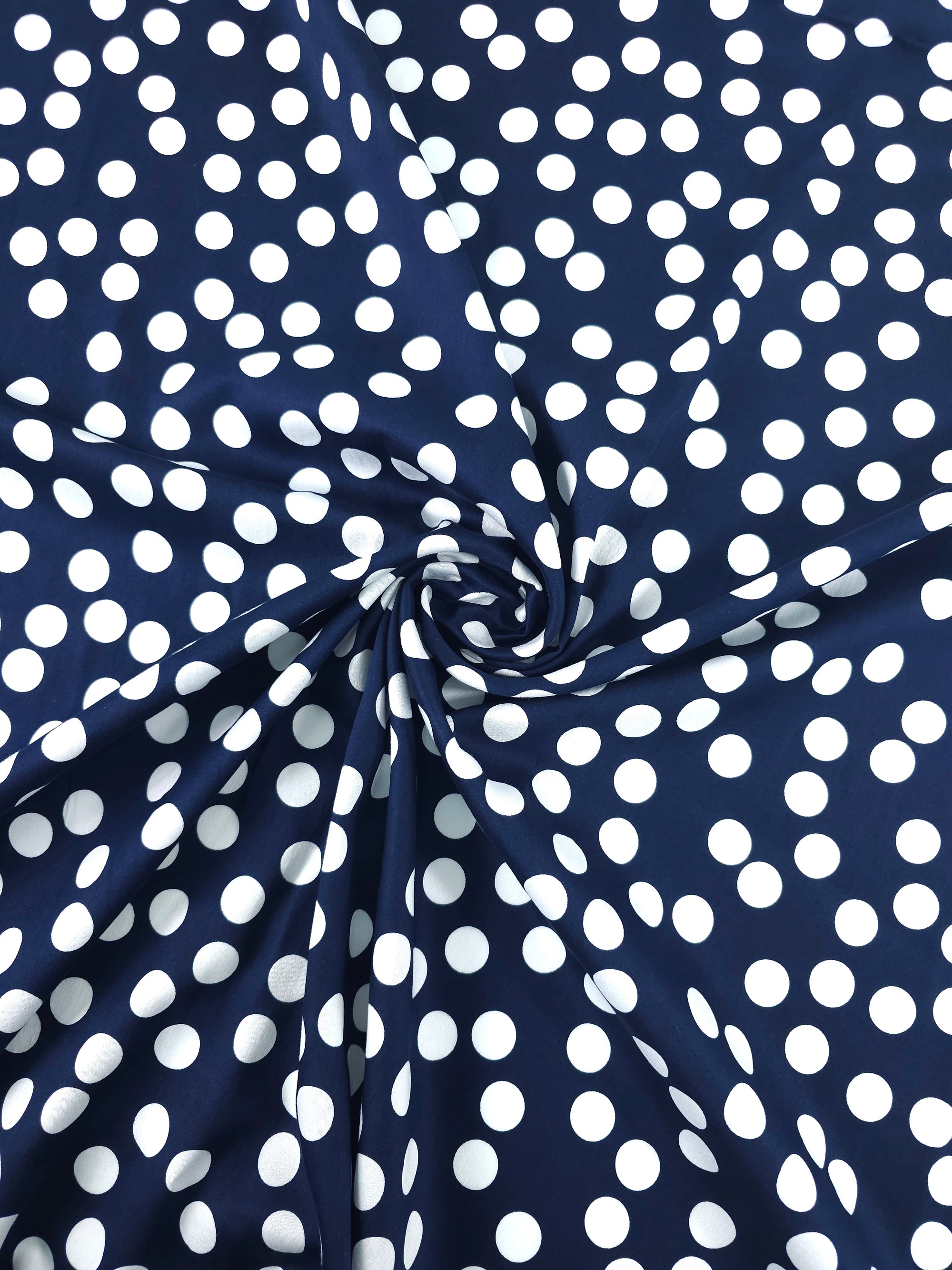 Navy/White Polka Dot Lightweight Cotton