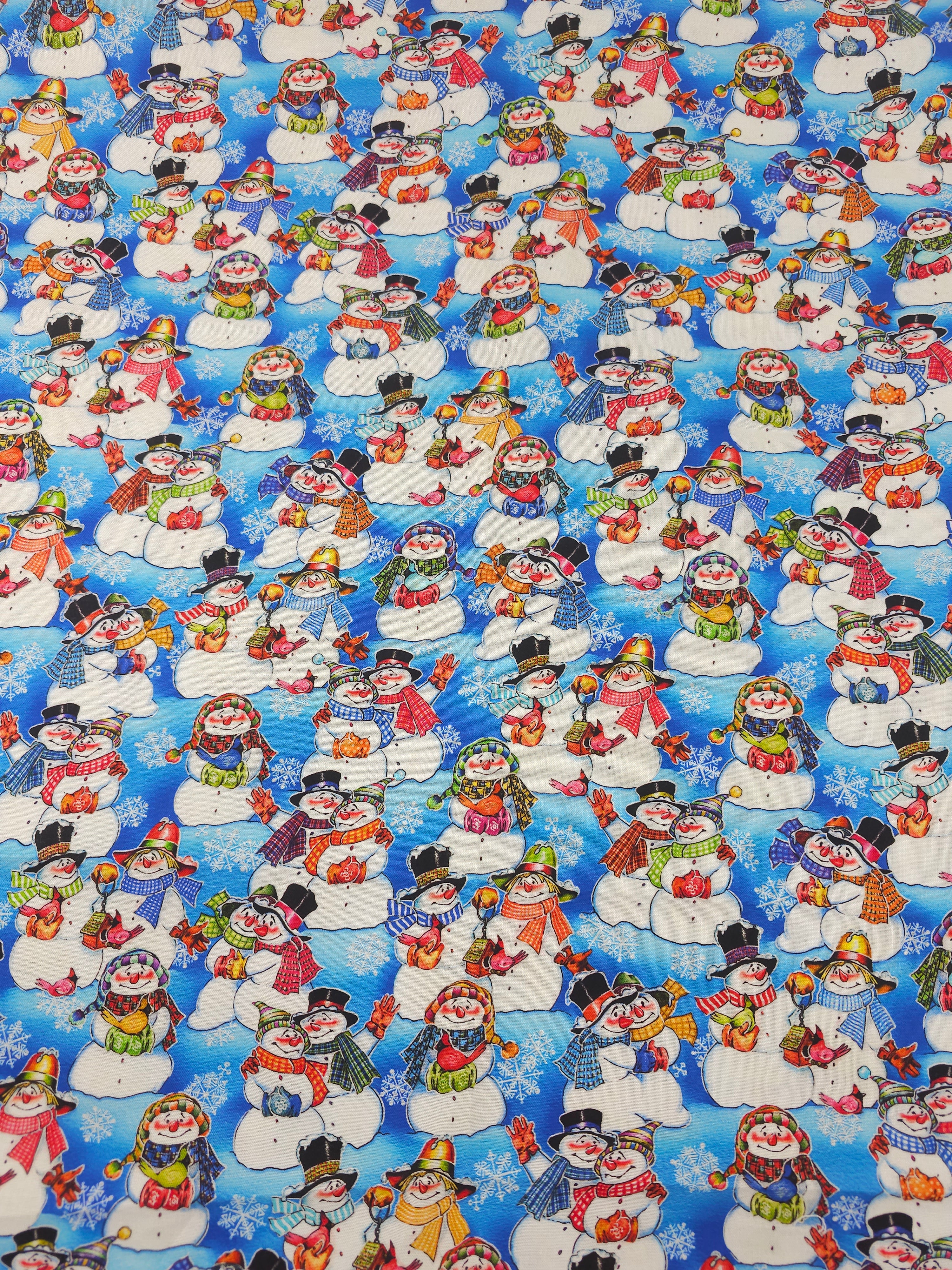 Happy snowman Cotton- 1.2m piece