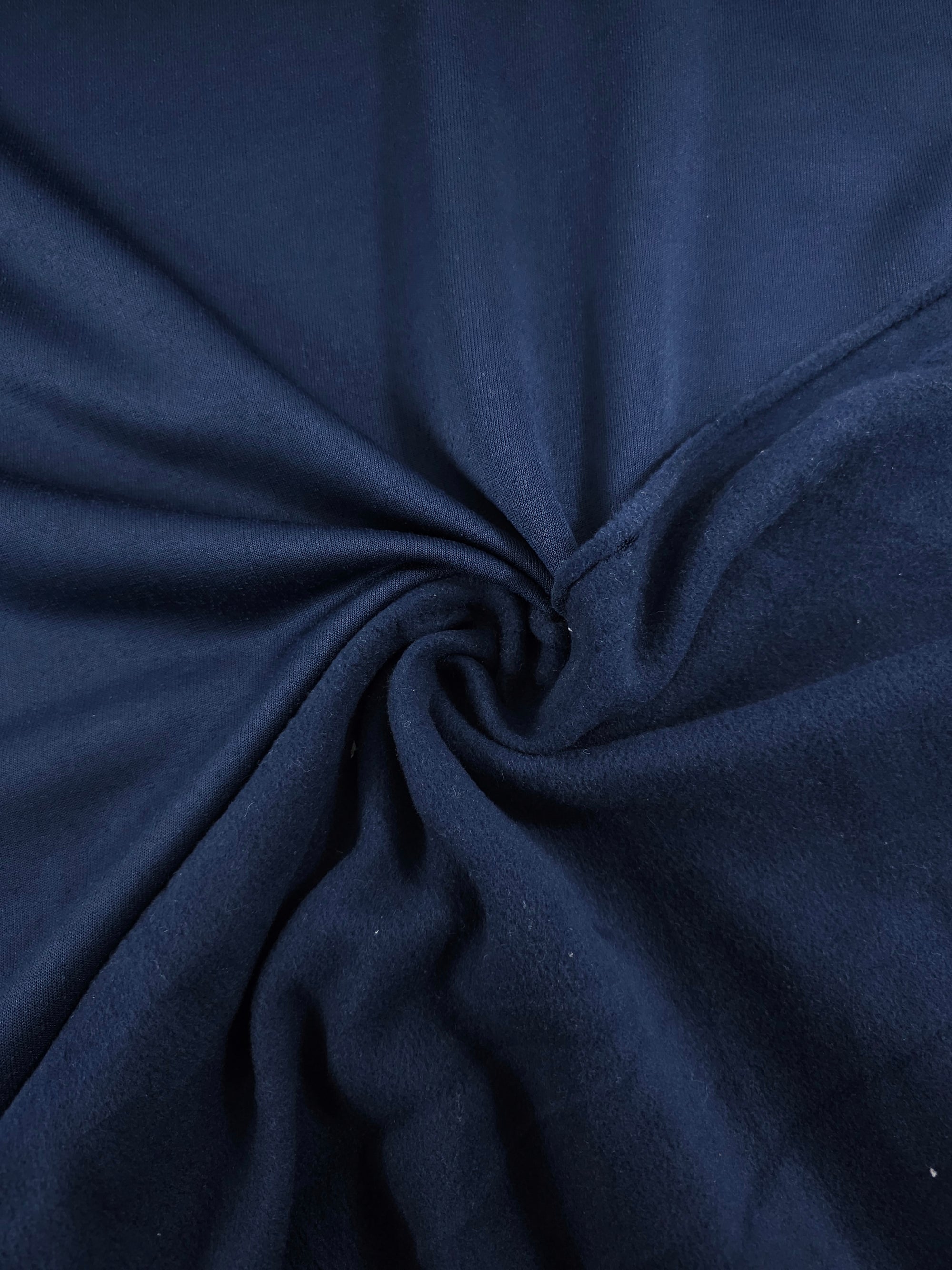 Navy Blue Fleece Backed Poly Terry