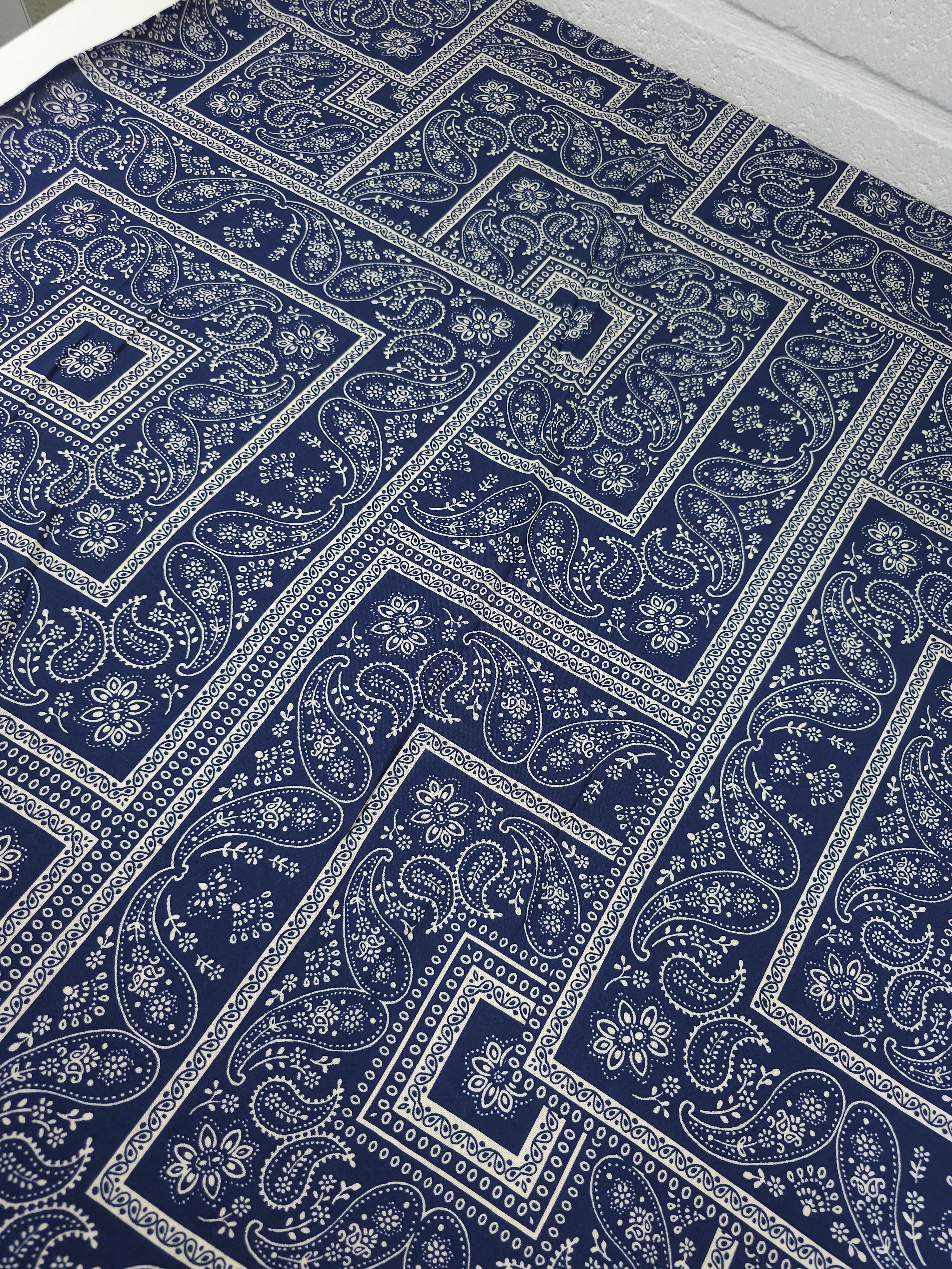 Navy/Ivory Bandana Square Viscose Challis