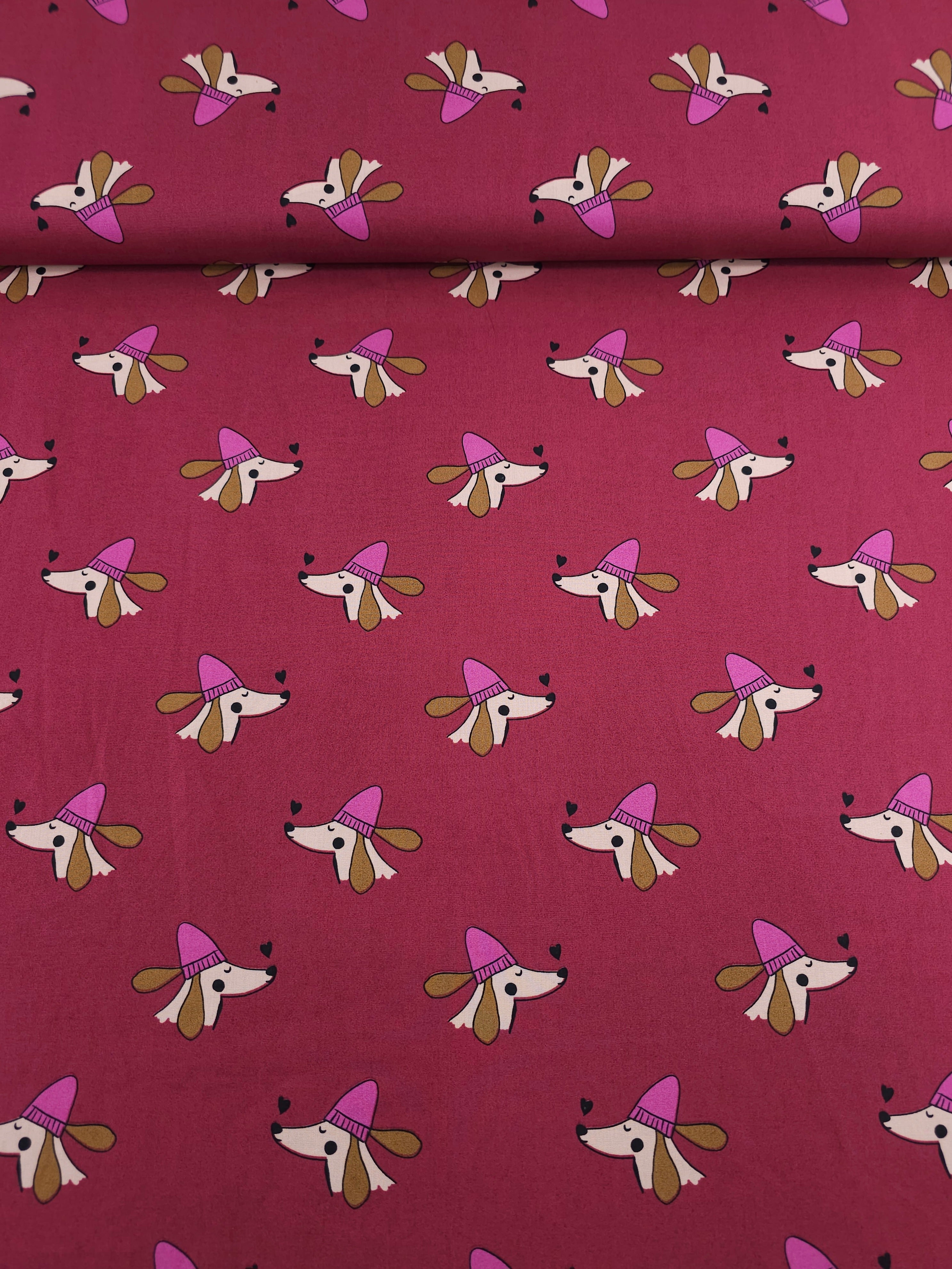 Burgundy Sausage Dog 100% Cotton 57"