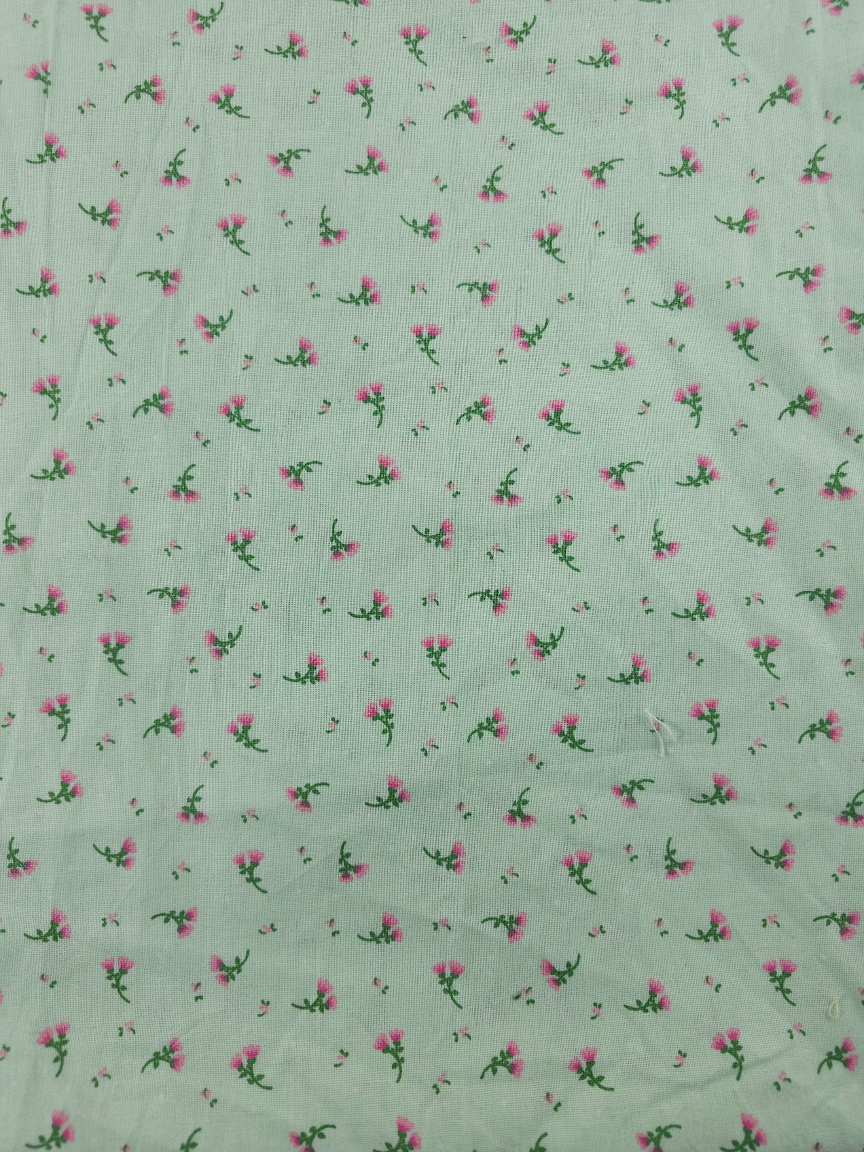Mint dainty flower Cotton- 1.2m piece