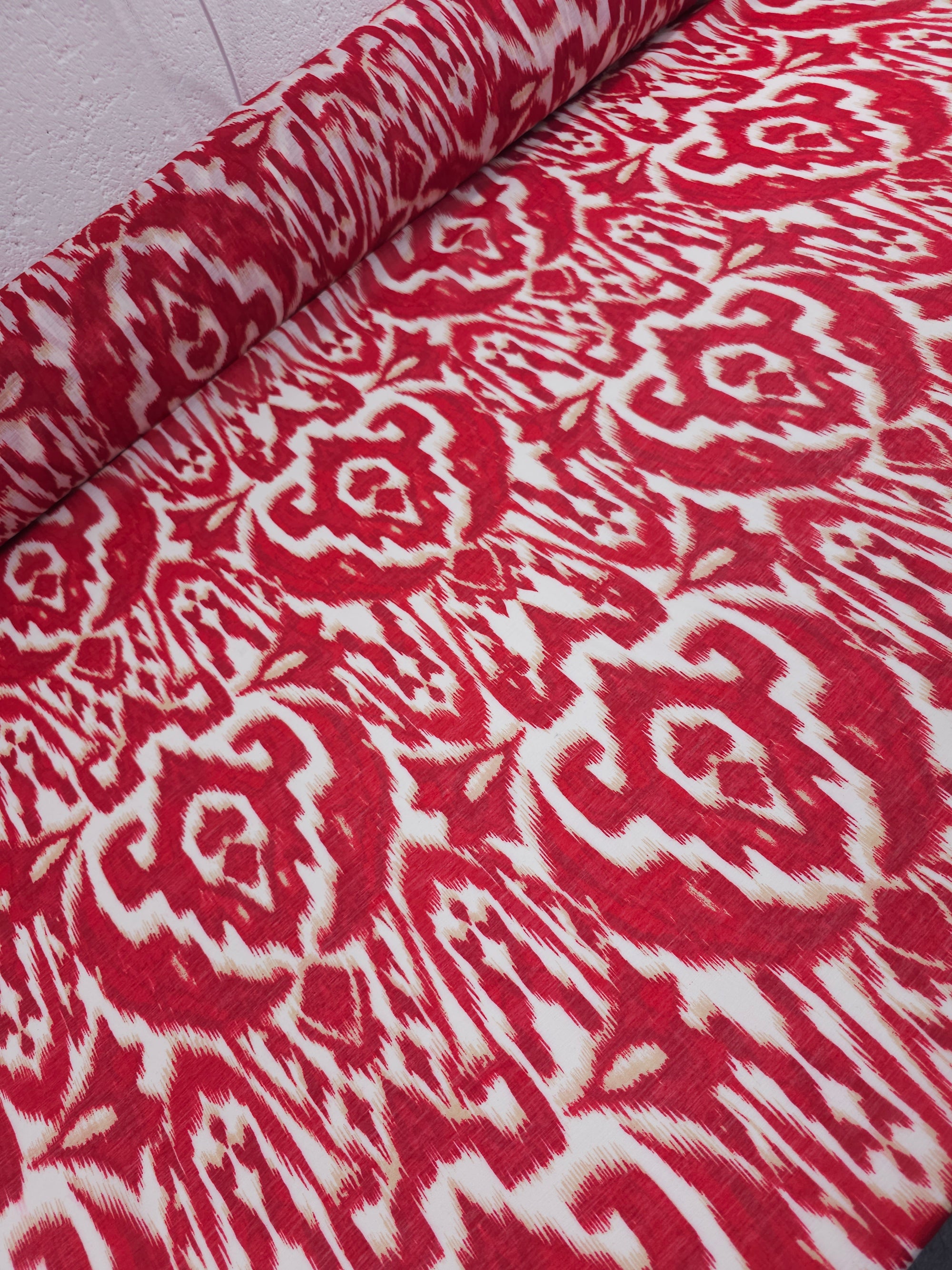 Red Blur Damask Viscose Voile