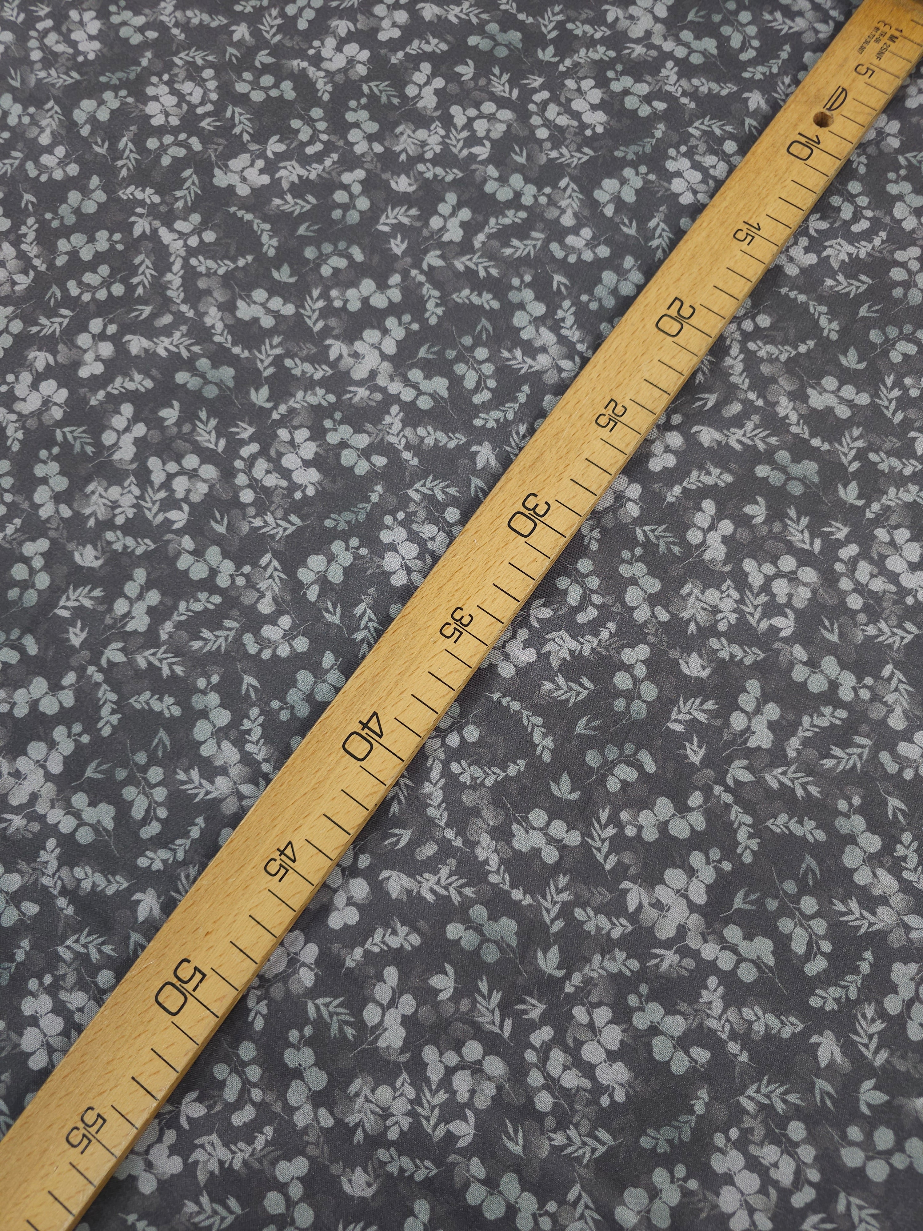 Pewter Grey Floating Leaf Stems 100% Cotton 106" - Robert Kaufman *EXTRA WIDE*