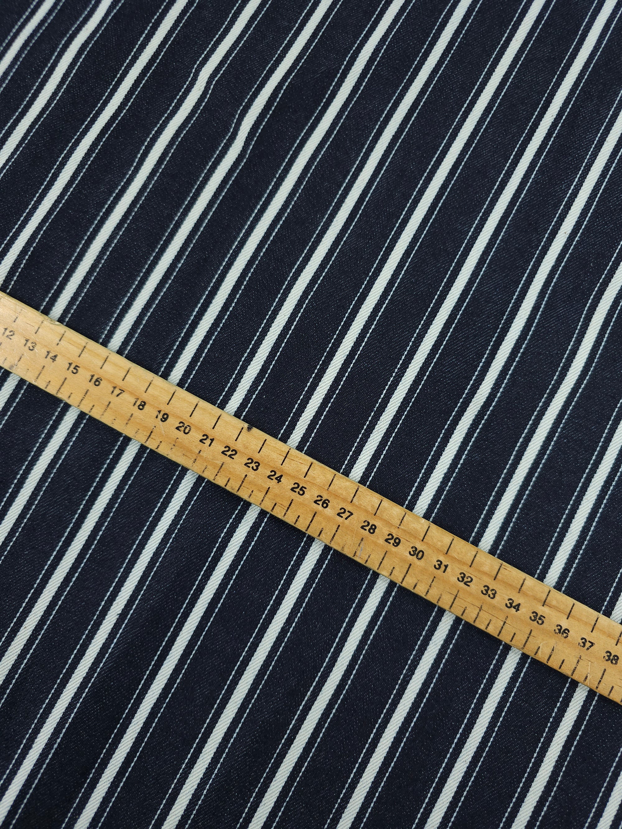 Indigo Navy Retro Stripe Denim