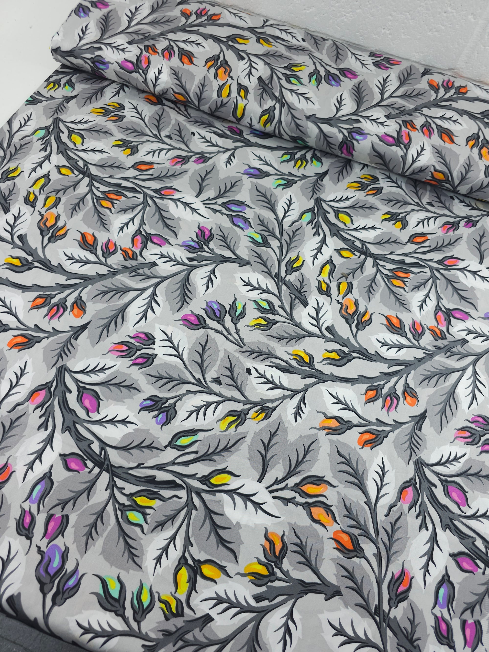 *PRE ORDER* Light Grey Best Buds Graywork Cotton Sateen 102" - Tula Pink *EXTRA WIDE*