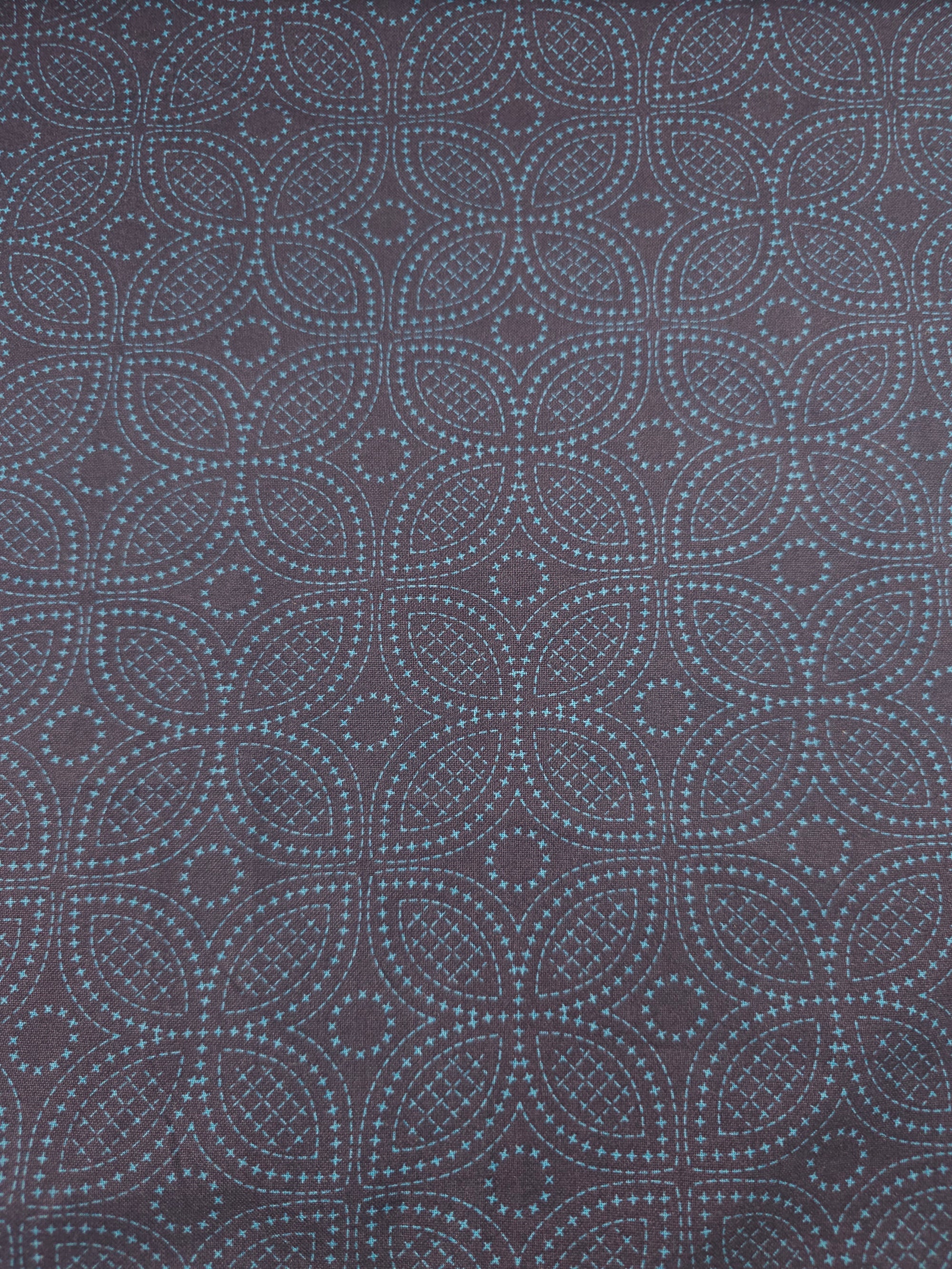 Dark Navy Dotty Petal Flower 100% Cotton