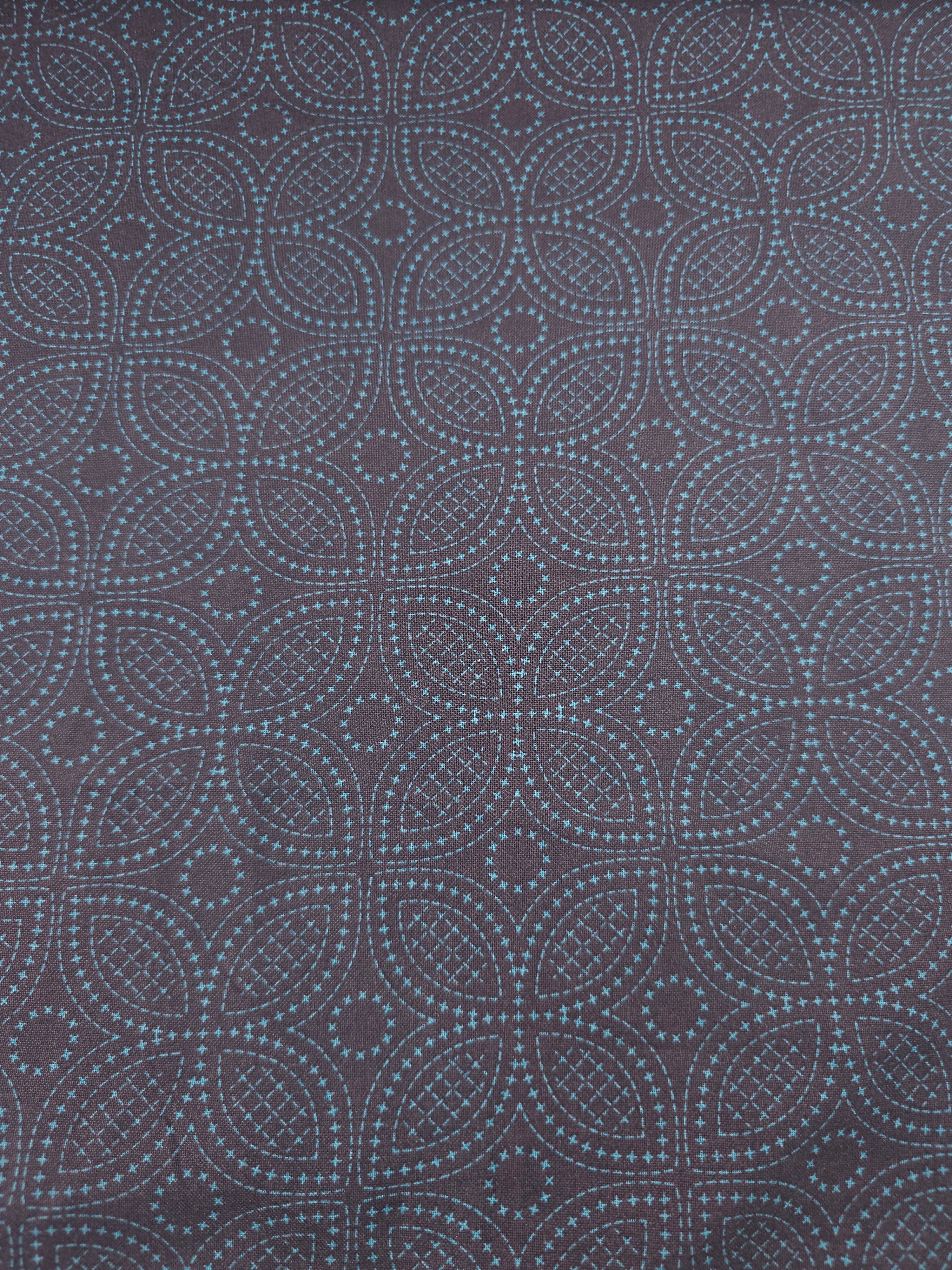 Dark Navy Dotty Petal Flower 100% Cotton