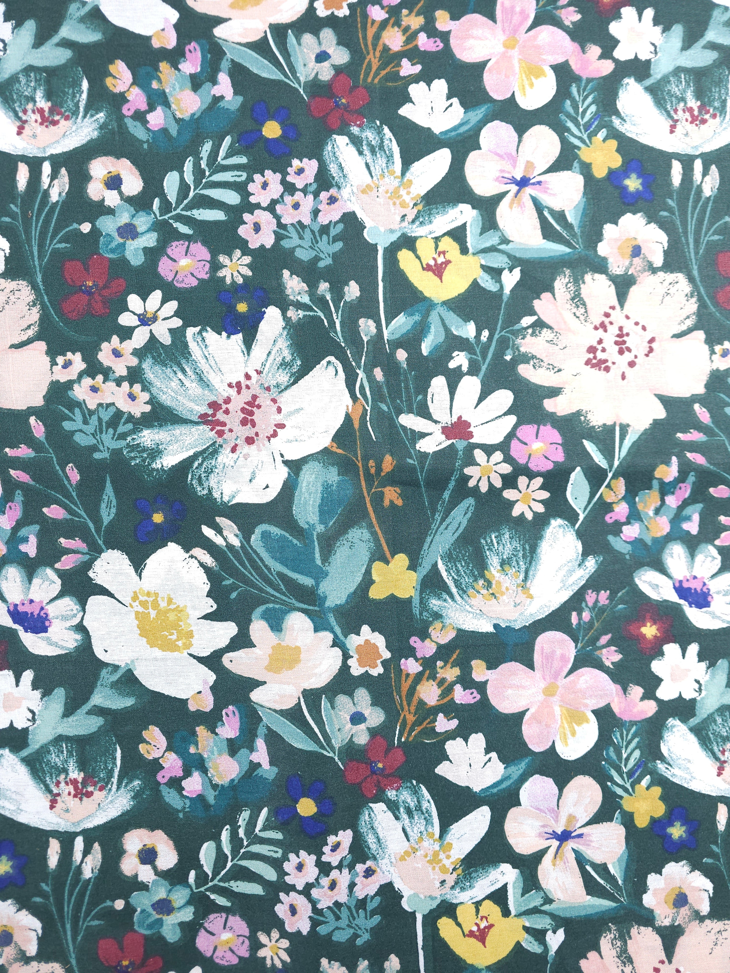 Evergreen Bloom Cotton - 2.4m Piece