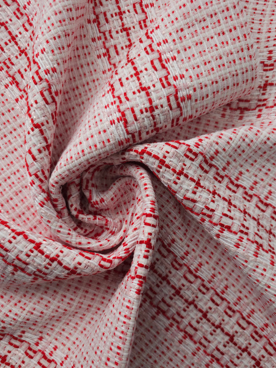 Pink/Red Track Print Wool Mix