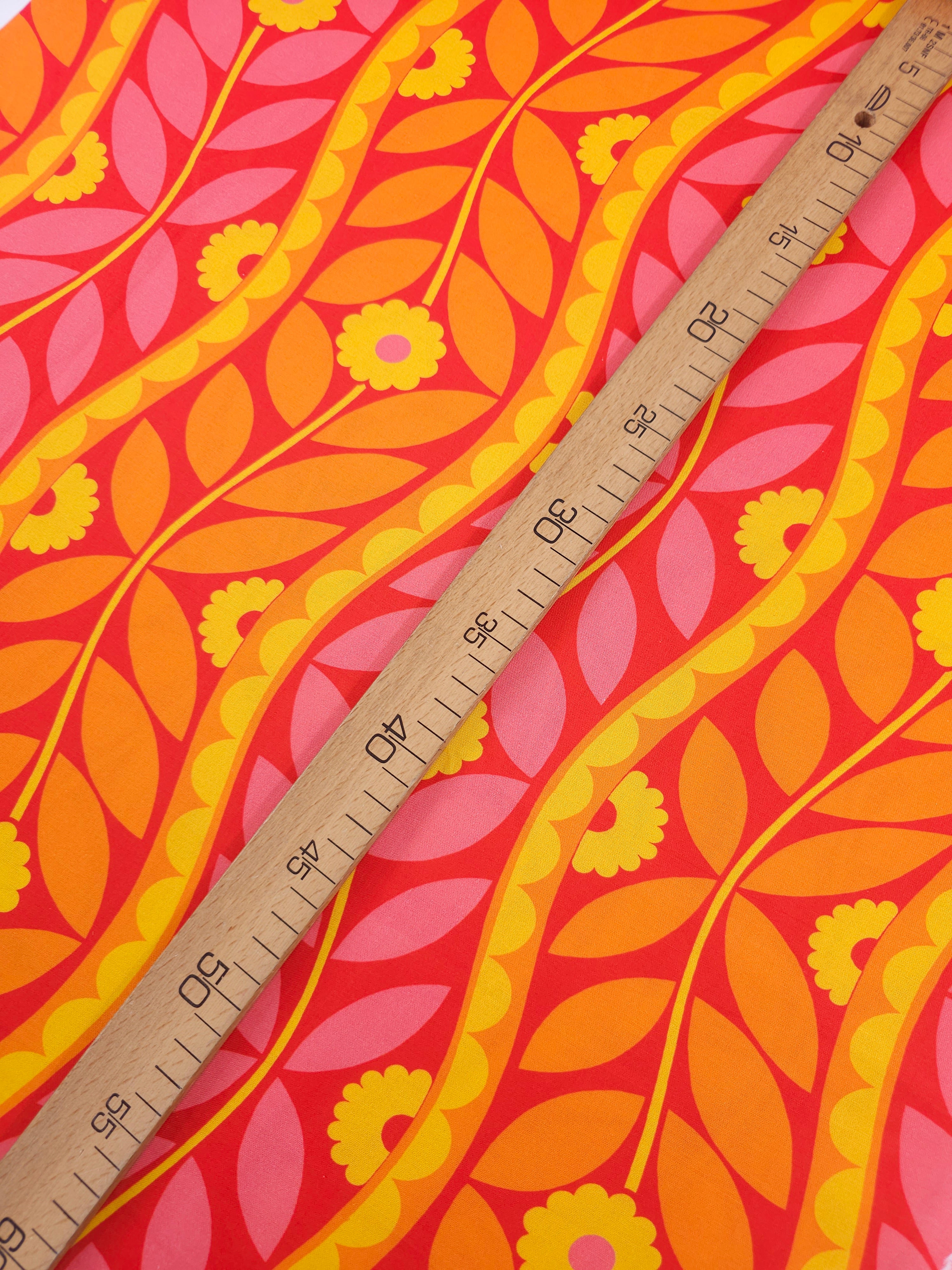 Orange/Pink Flower Trail 100% Cotton - Free Spirit x Jane Sassaman