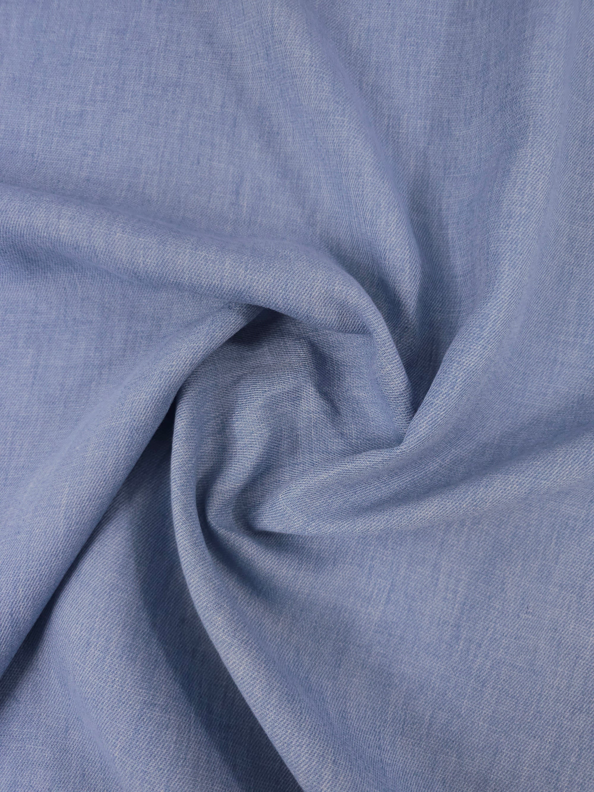 Dusky Blue Cotton Linen Denim