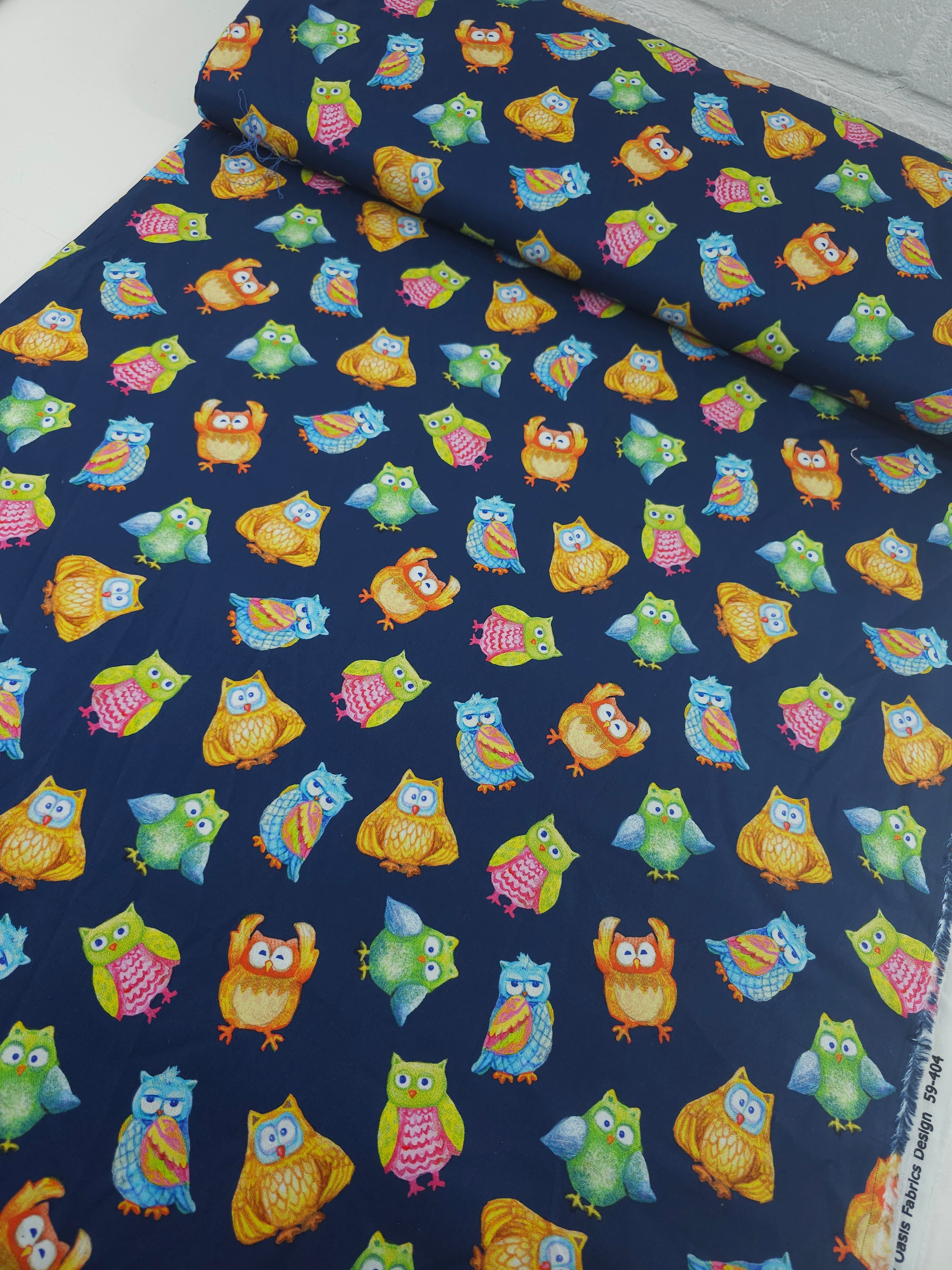 Expressionist Novelty Owls 100% Cotton