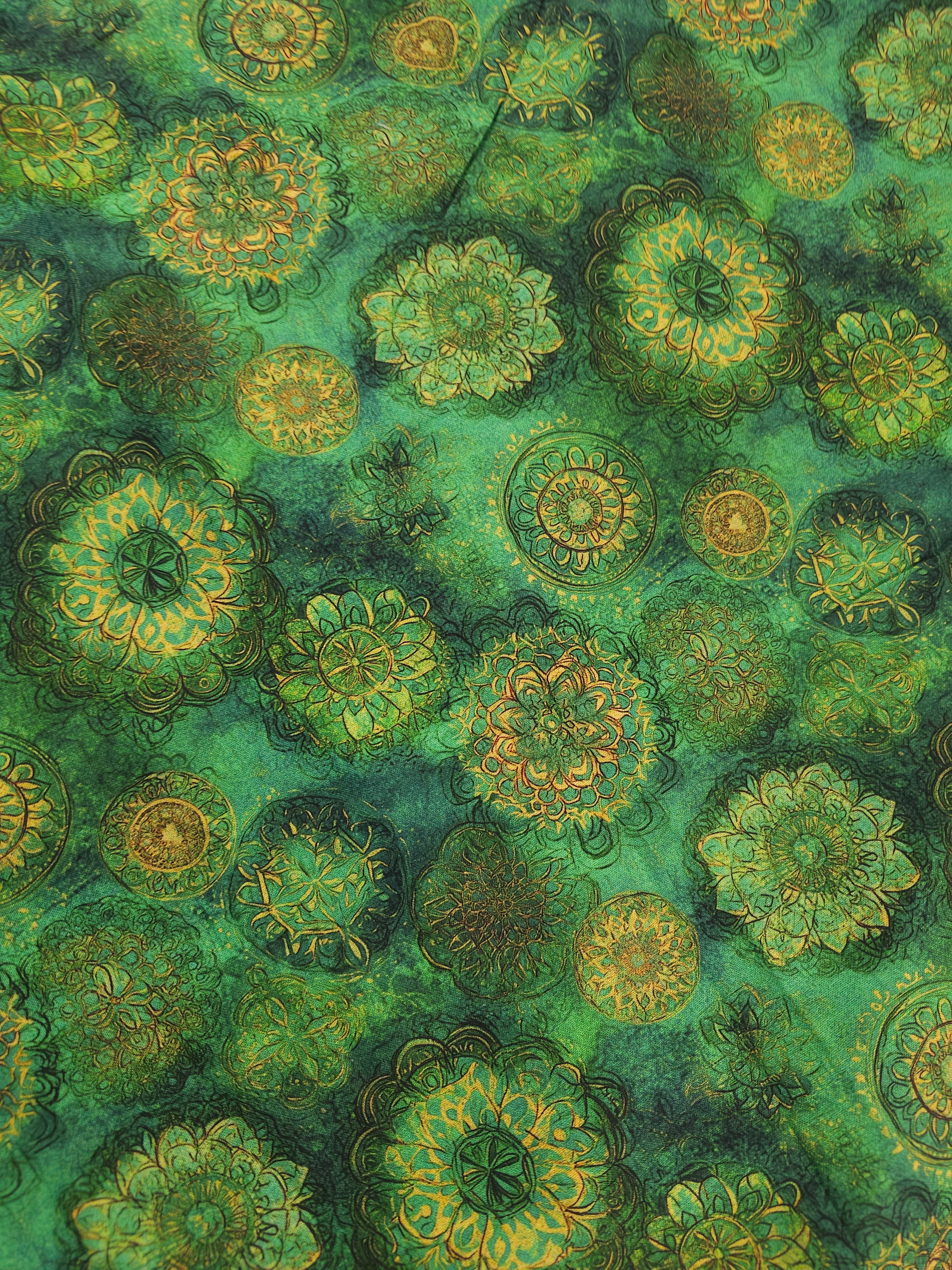 Green mandala Cotton- 2m piece