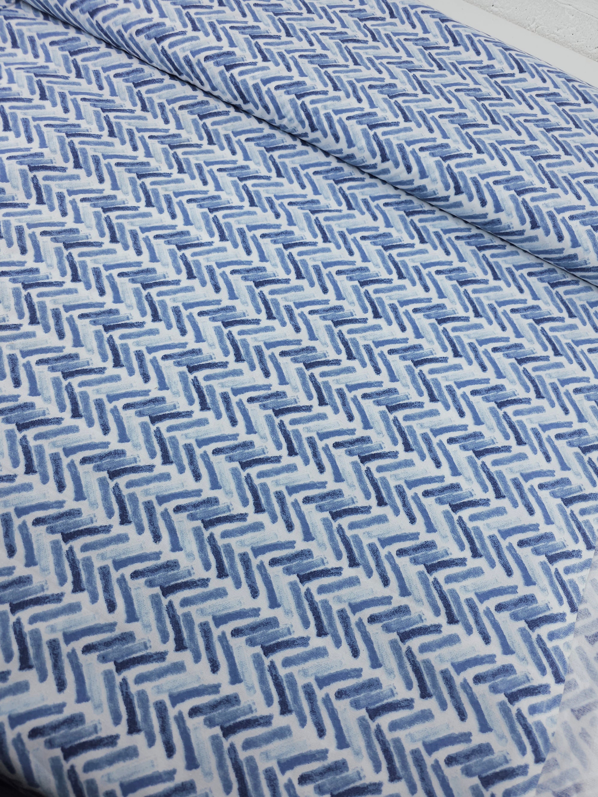 Pale Blue Abstract Herringbone 100% Cotton 118" *EXTRA WIDE*