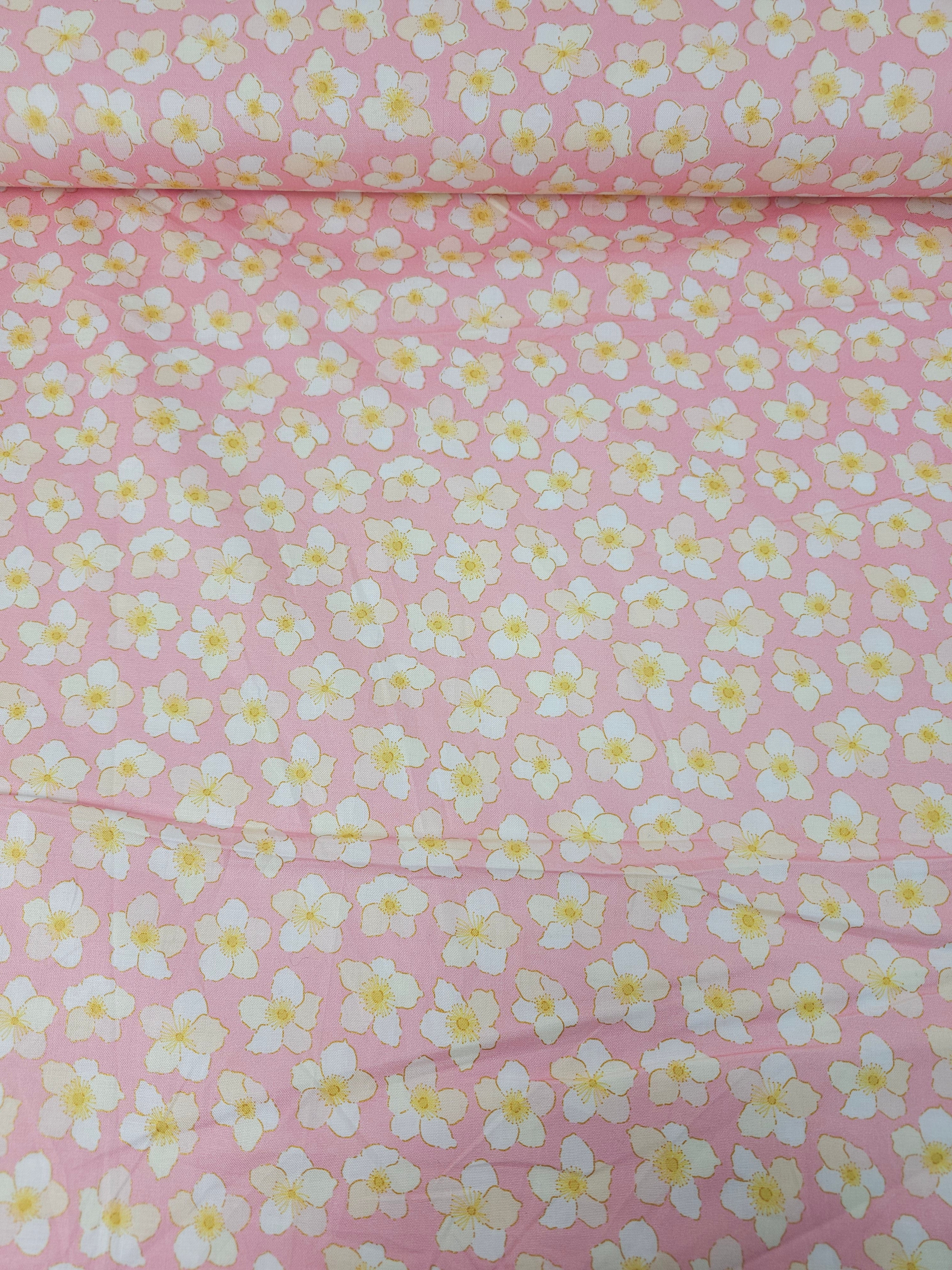 Pink Daisy Flower 100% Cotton